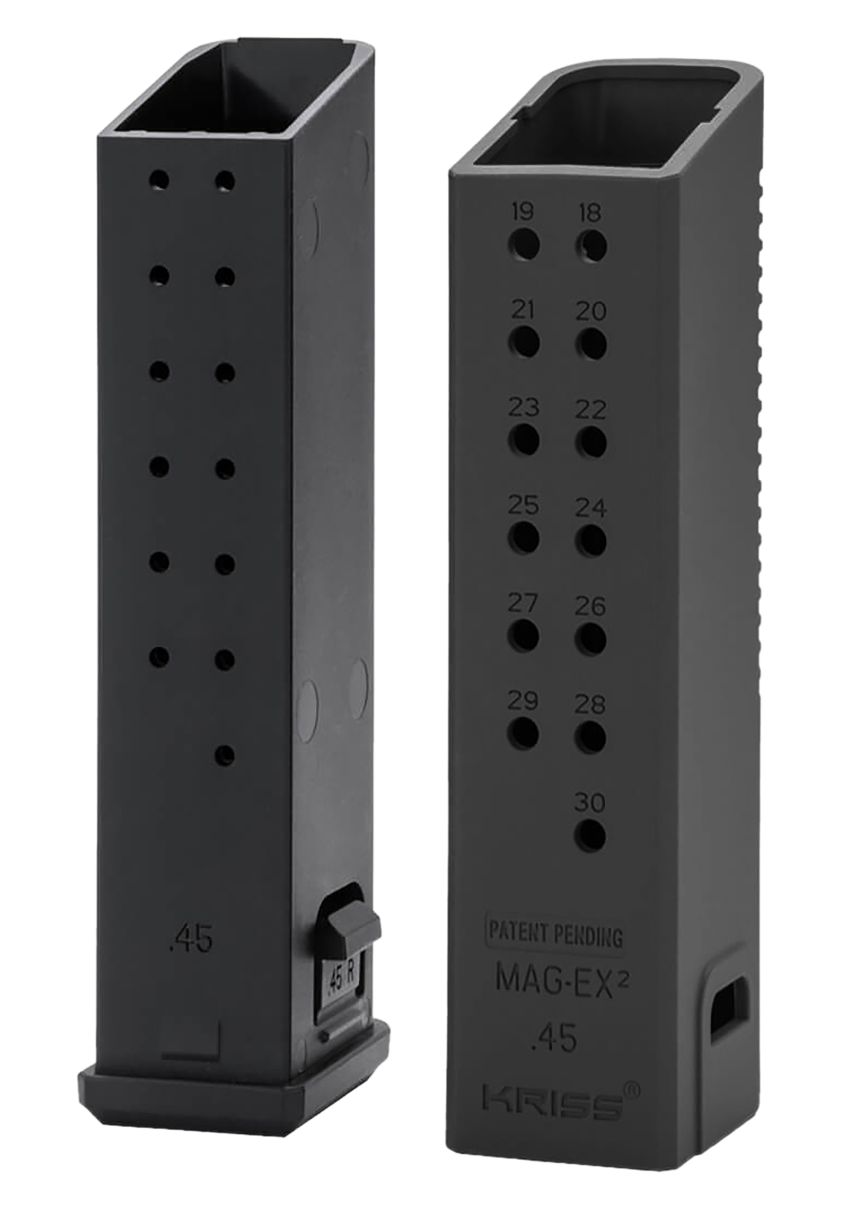 Kriss USA KVAMX2K45BL00 Mag-Ex2 Extension Kit Extended 45 ACP 30 Compatible w/ Glock 21 Gen3-5 13rd Magazines Black Polymer