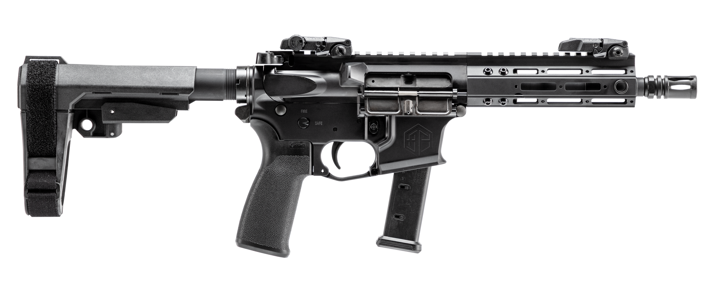 Alpha Foxtrot AA08X1HXX-XABK20 AFMG9 9mm Luger 20+1 7.50" Black QPQ Threaded Barrel, M-LOK Handguard, Black Anodized Aluminum Receiver w/Picatinny Rail, Black Polymer SB Tactical Brace, MFT Grip