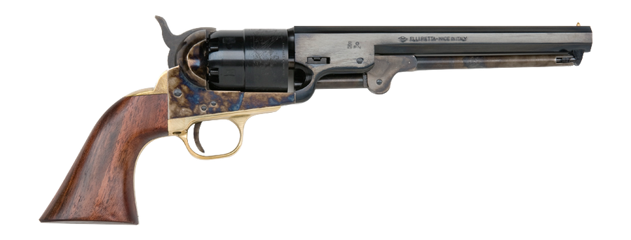 Traditions FR18512 1851 Navy 44 Cal 6 Shot Musket 7.50" Blued Octagon Barrel, Blued Cylinder, Color Case Hardened Steel Frame, Walnut Grip