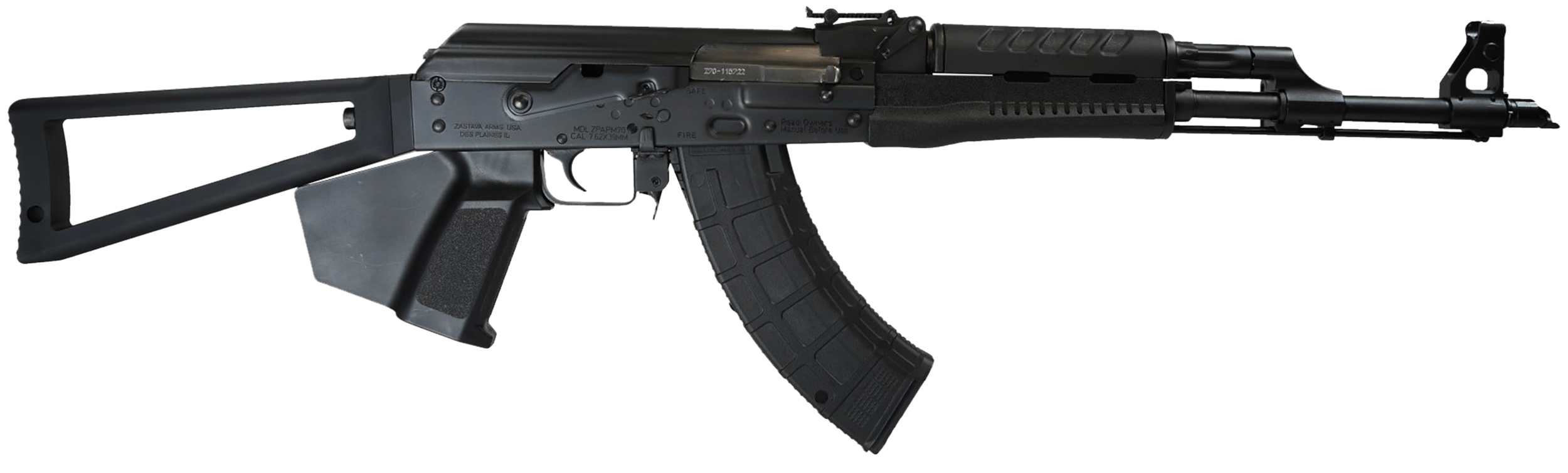 Zastava Arms Usa ZR7762RTCA ZPAP M70 7.62x39mm 16.25" 10+1, Black, Polymer Handgaurd, Fixed Triangle Folding Stock, Paddle Grip *CA Compliant