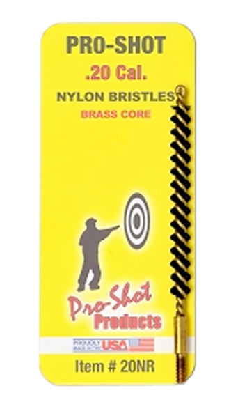 Pro-Shot 20NR Bore Brush .20 Cal Rifle #5-40" Thread Nylon Bristles Brass Core