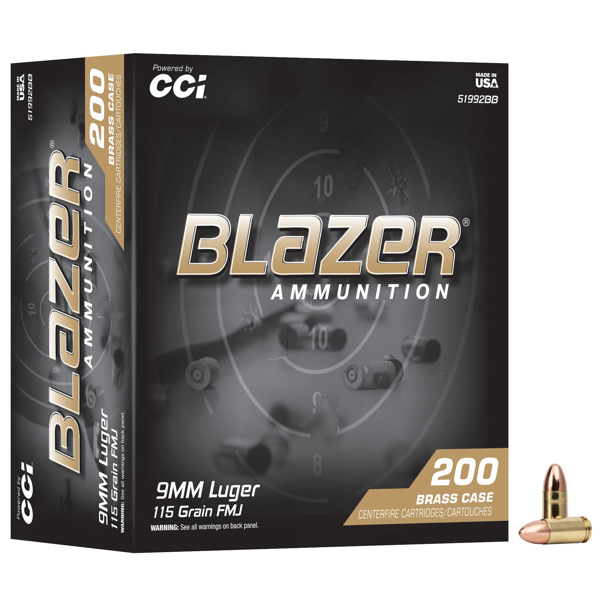 CCI Blazer Brass 9mm 115gr FMJ 200rd Box