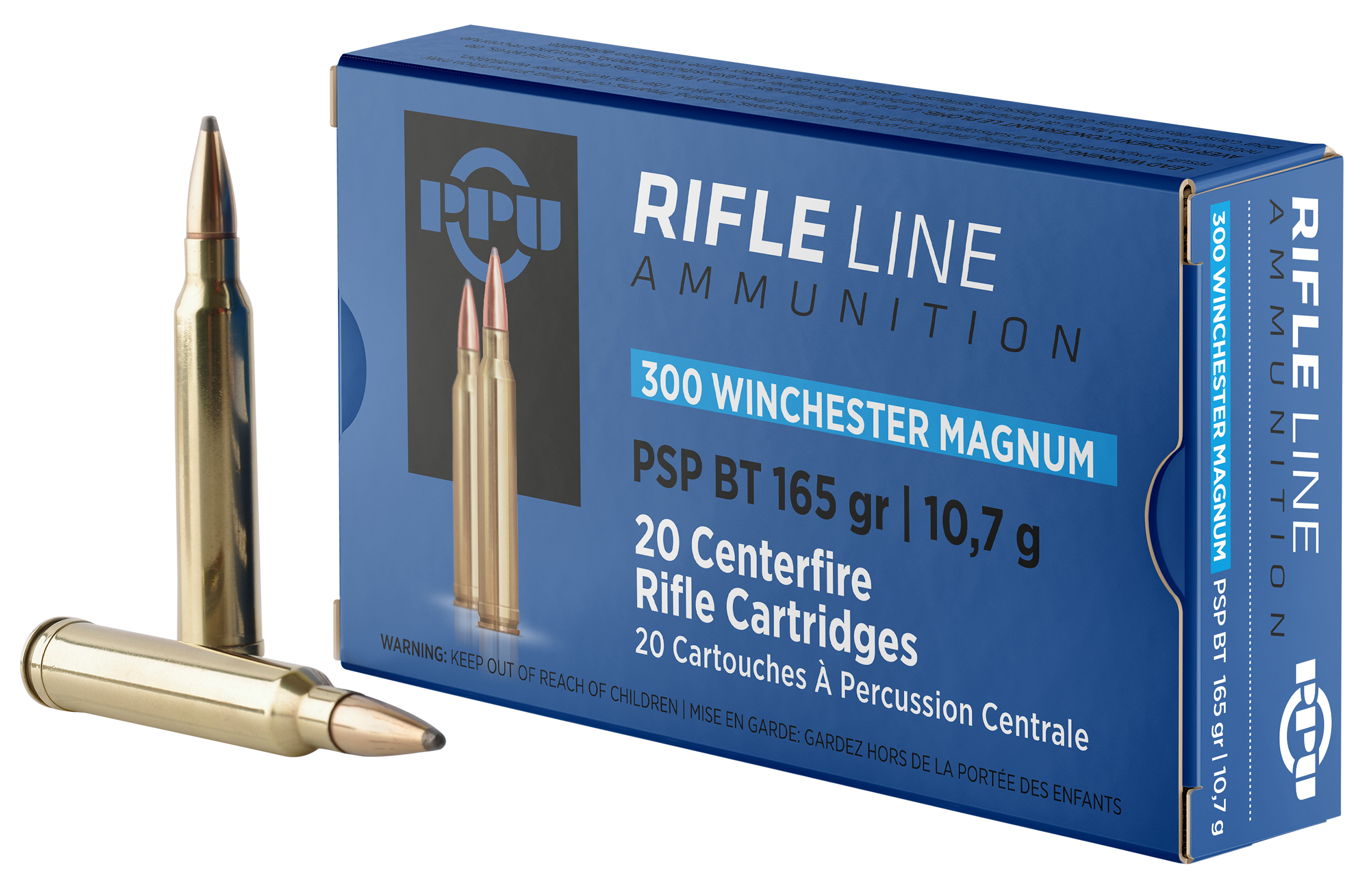 PPU PP3002 Standard Rifle  300WinMag 165gr Soft Point Boat Tail 20 Per Box/10 Case