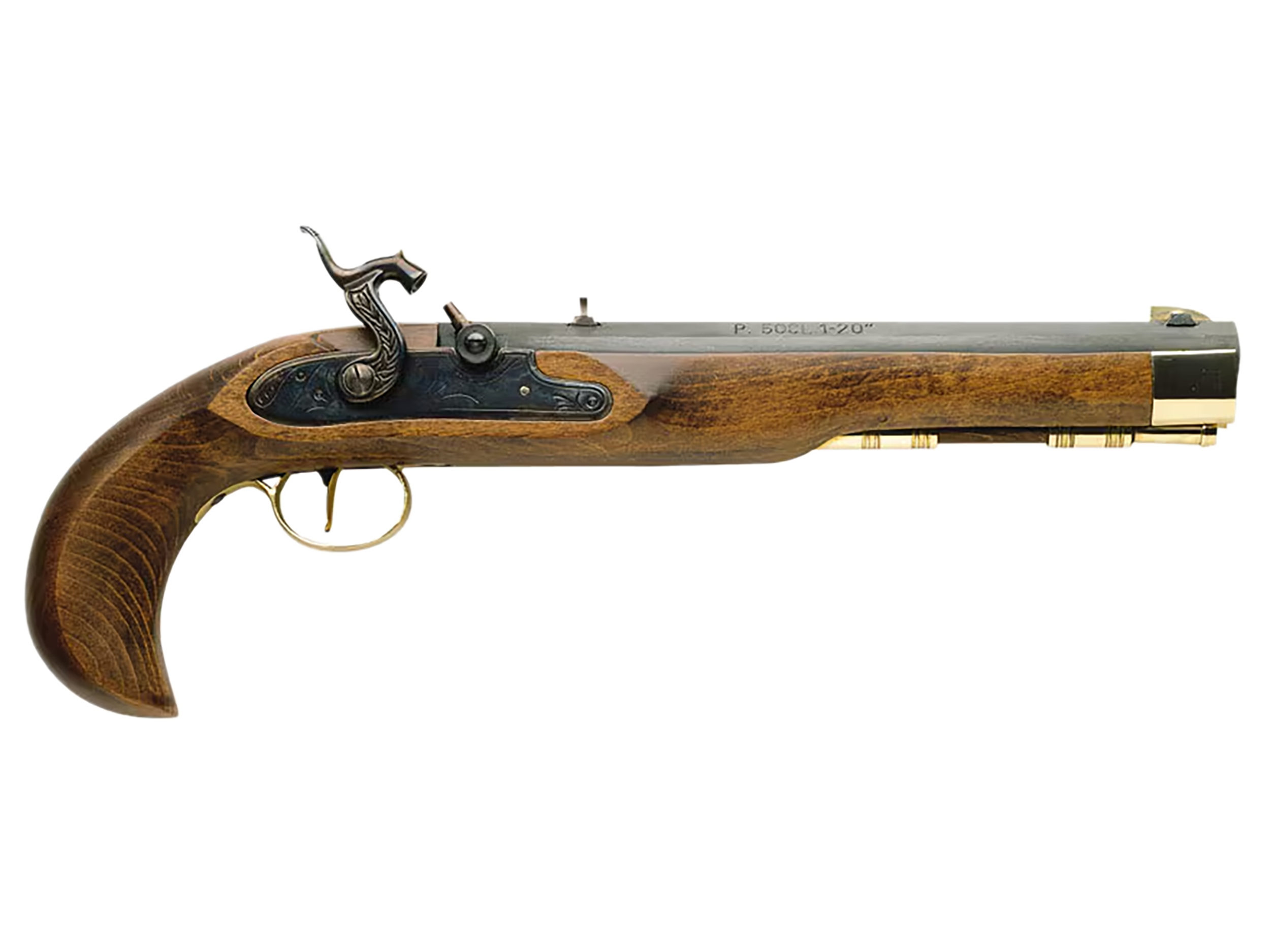 Traditions P1060 Kentucky Pistol Single Shot 50 Cal Percussion 10" Color Case Hardened Frame Blued Barrel Walnut Grip