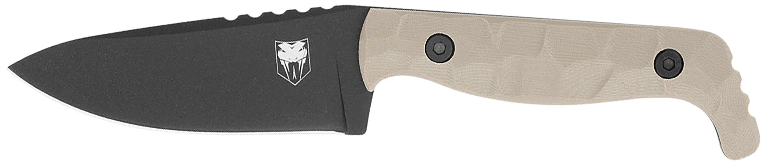 CobraTec Knives CTKPTAN KingPin EDC 4" Fixed Drop Point Plain Black Powder Coated D2 Steel Blade, 4" Tan Textured G10 Scales Handle