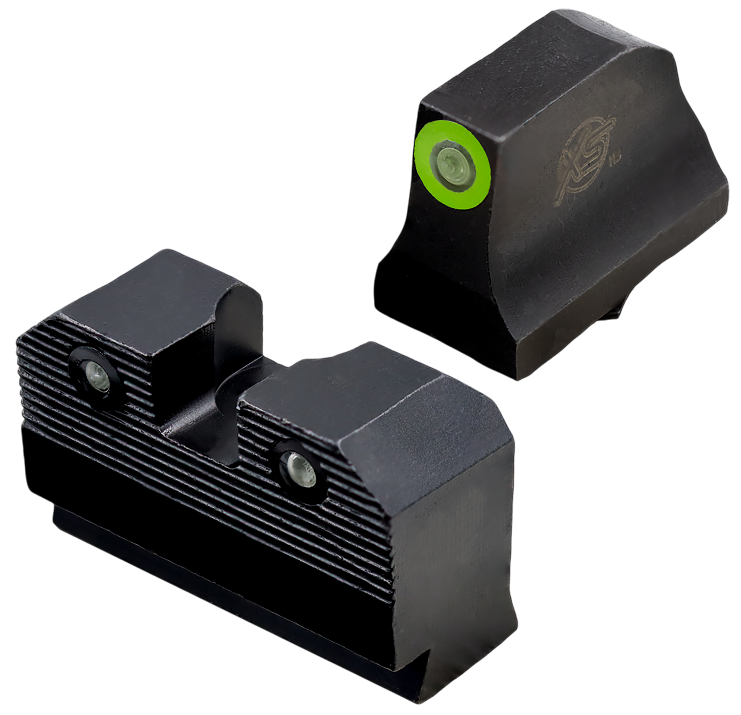 XS Sights GLR204P6G R3D 2.0 Night Sight Set Green Tritium Front/Black Oxide Frame, Compatible w/Glock