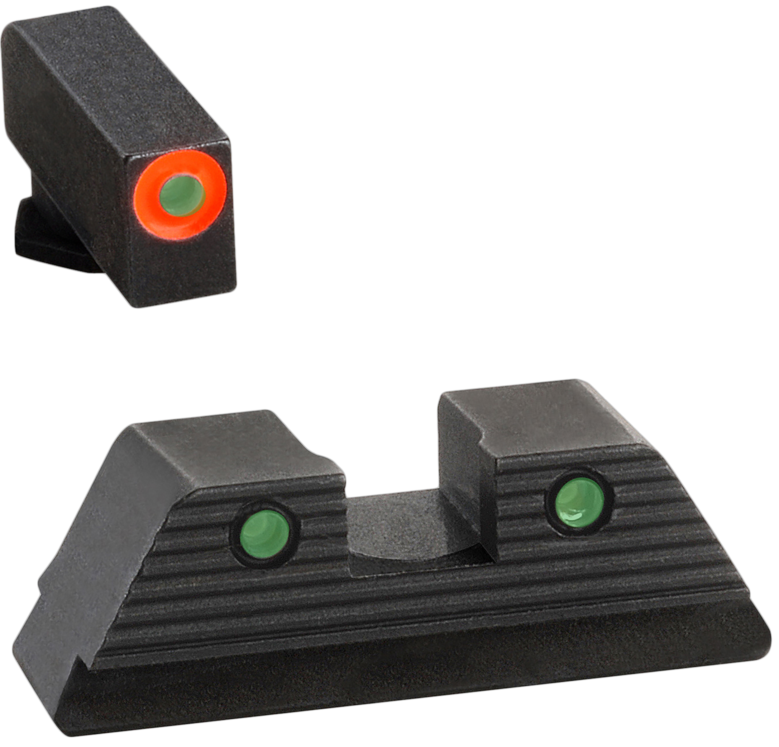 AmeriGlo GL816 Trooper Sight Set for Glock Green Tritium Orange Outline Front Sight-Green Tritium Black Outline Rear Sight