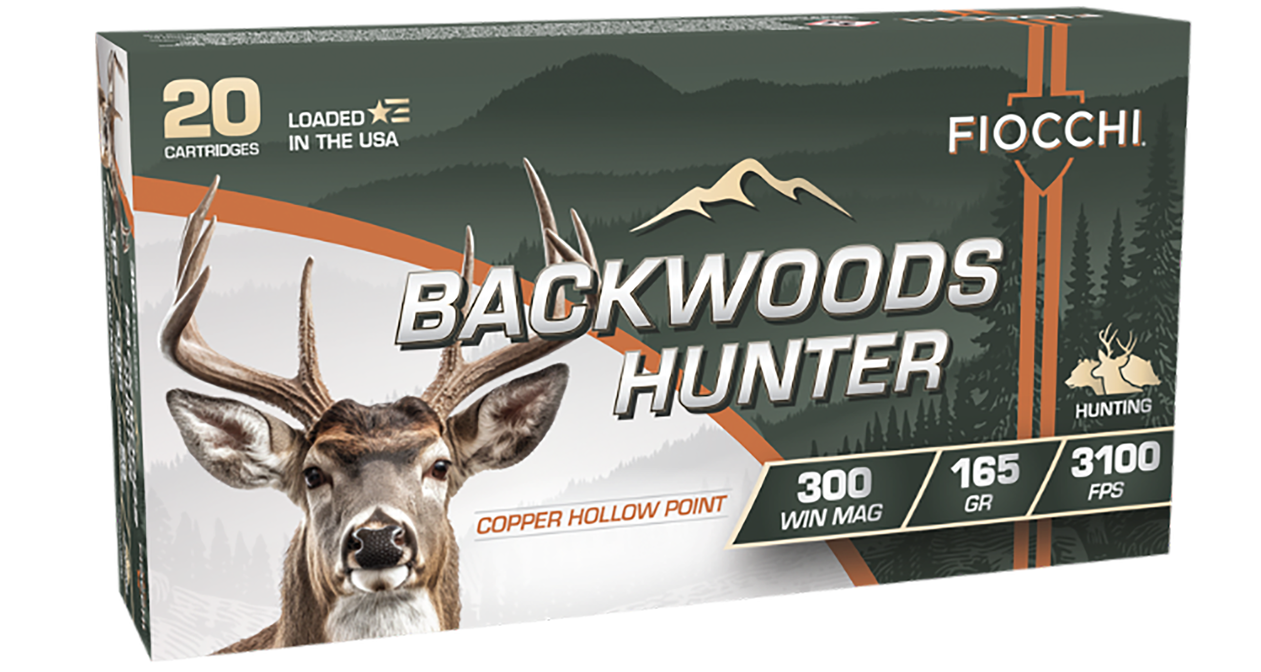 Fiocchi 300WMBHC Backwoods Hunter 300WinMag 165gr Copper Hollow Point 20 Per Box/10 Case