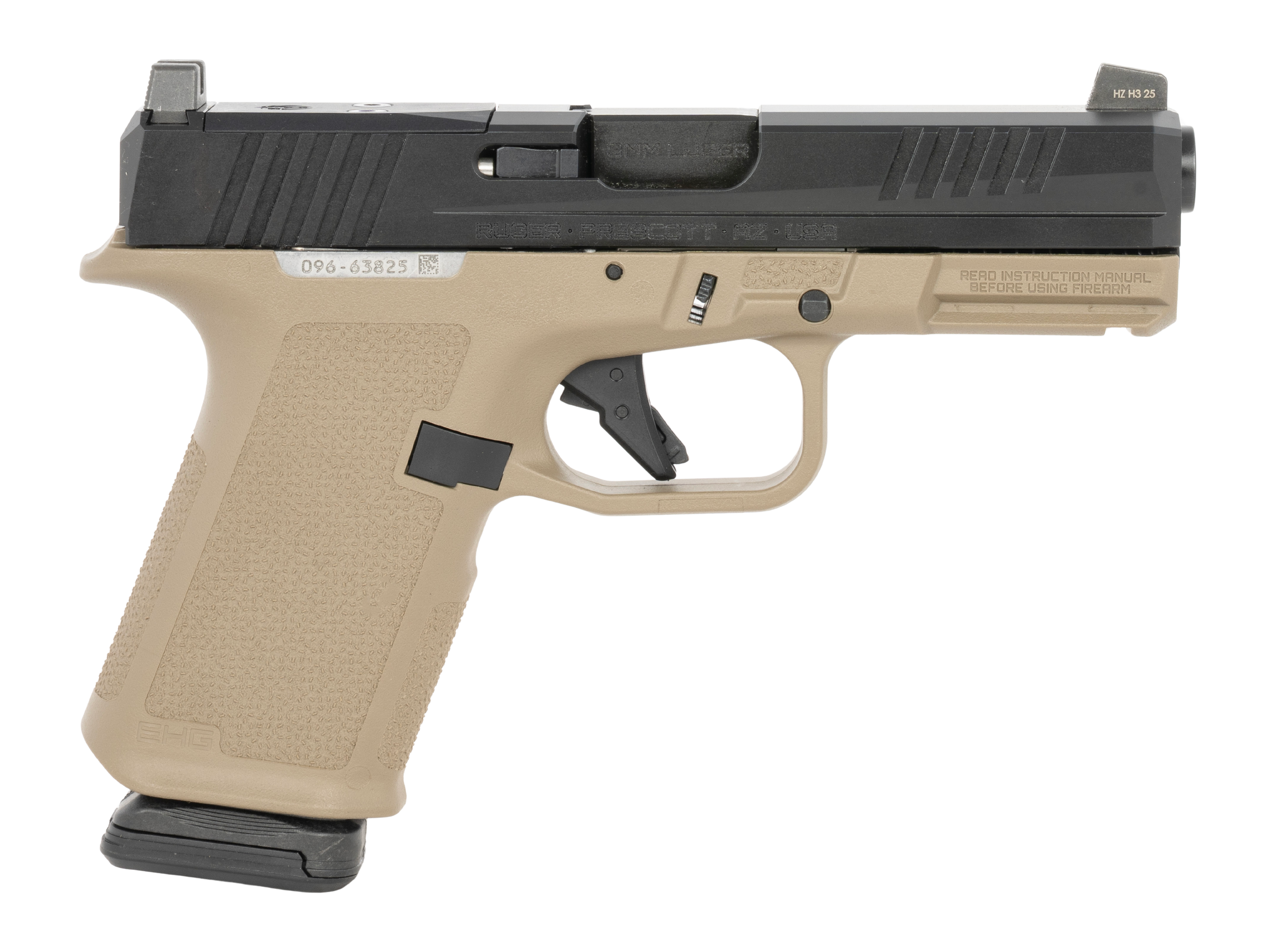 Ruger 19426 RXM 9mm Luger 15+1 4.50" Black FNC Nitride Barrel & Optic Ready/Serrated Slide, Flat Dark Earth Polymer Frame w/Accessory Rail, Textured Grip, RMSc/RMR/DeltaPoint Pro Footprint