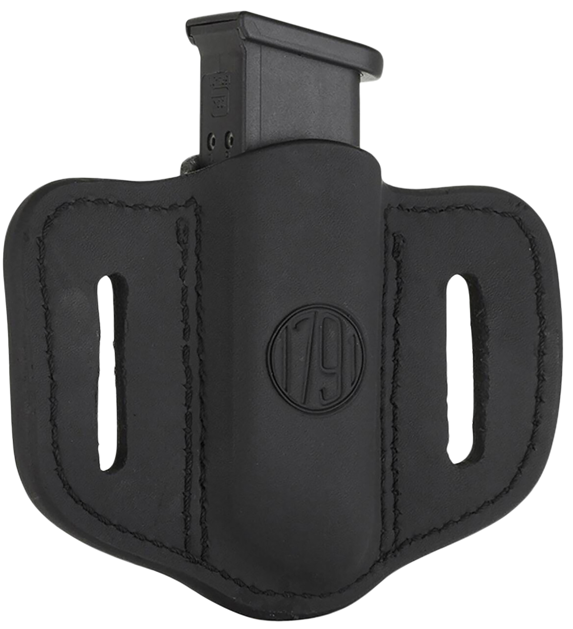 1791 Gunleather MAG12SBLA MAG1.2 Single Mag Holster Stealth Black Leather Belt Slide Compatible w/ Double Stack Ambidextrous