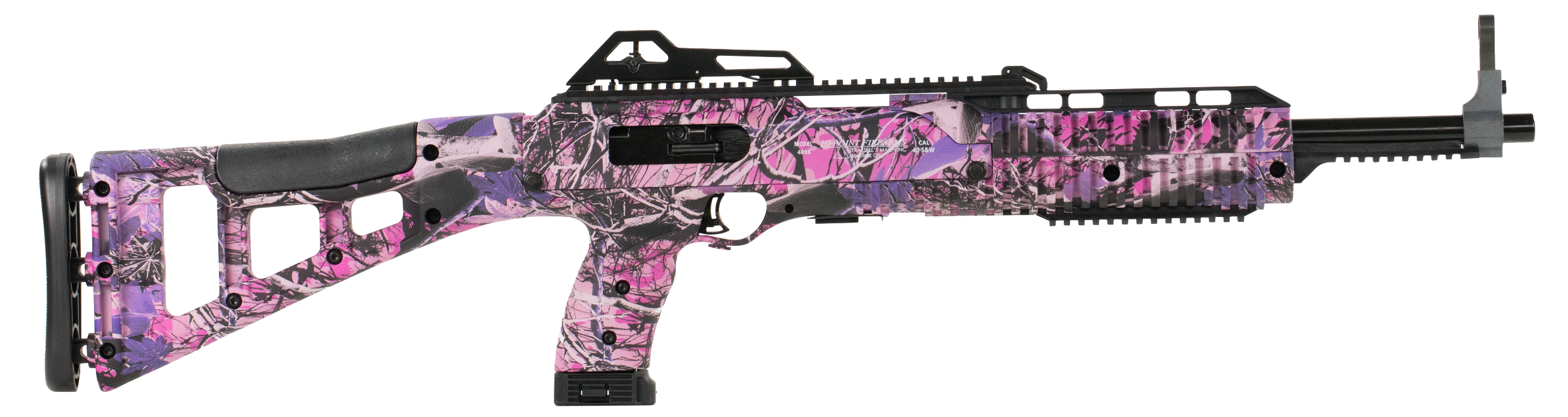 Hi-Point 4095TSPI 4095TS Carbine 40 S&W Caliber with 17.50" Barrel, 10+1 Capacity, Country Girl Metal Finish, Country Girl Camo Fixed All Weather Skeletonized Stock & Polymer Grip Right Hand
