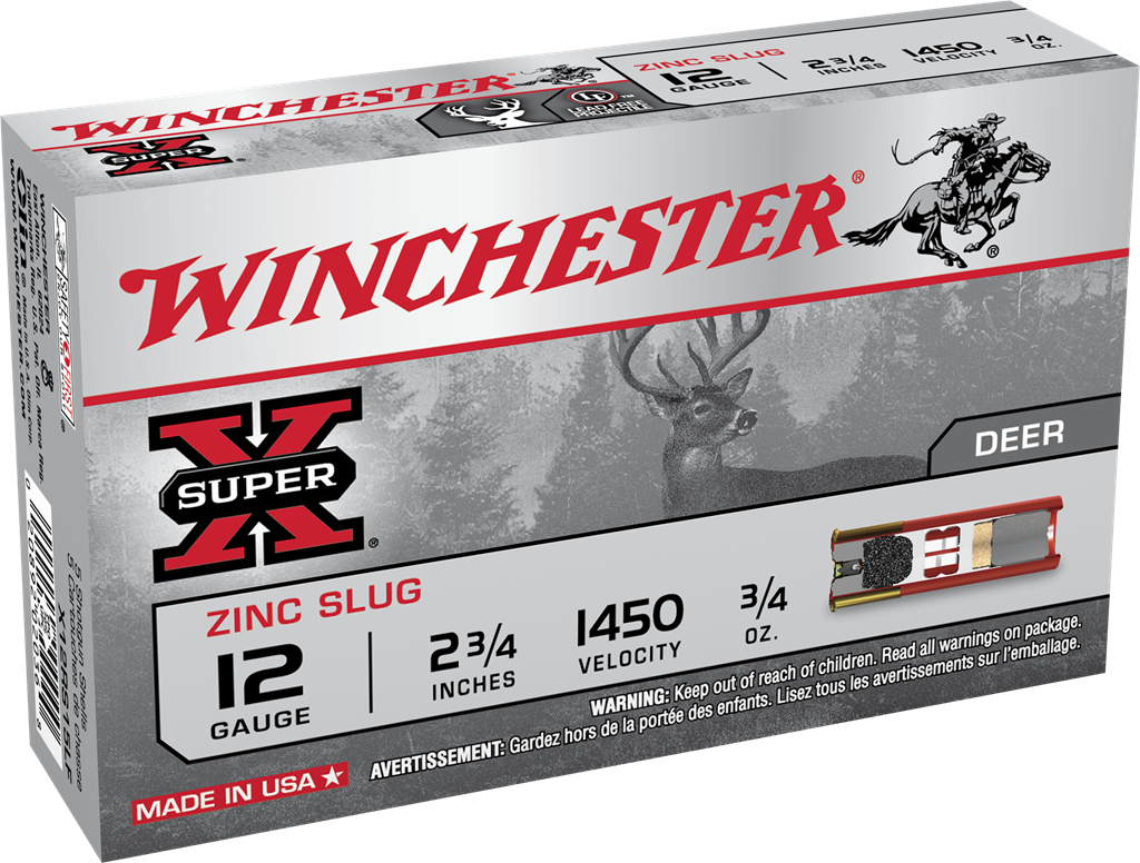 WINCHESTER 12 GA 2-3/4" SUPER-X ZINC SLUG 3/4 OZ 5 RD/BX 50 BX/CS