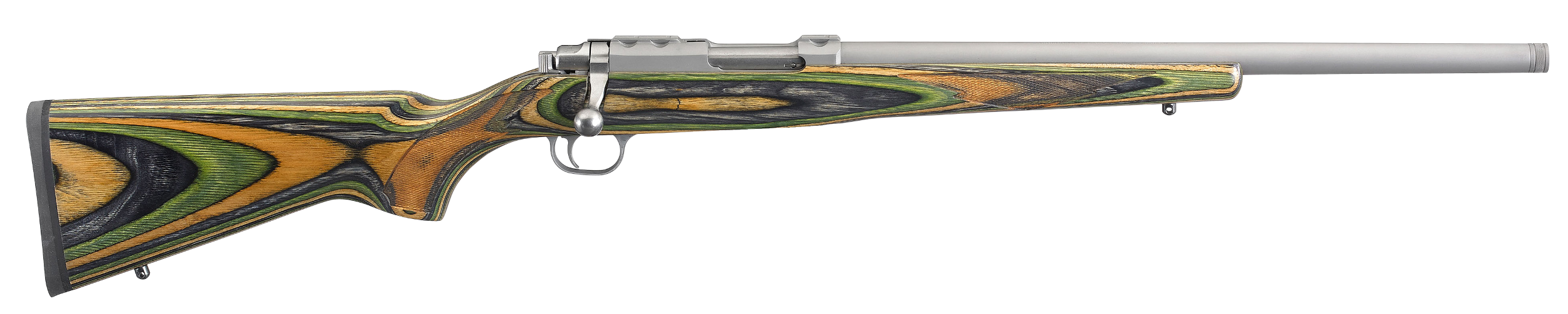 Ruger 7226 77/22  22 Hornet 6+1 18.50" Threaded Barrel, Matte Stainless Steel, Integral Scope Mount On A Solid Steel Receiver, Green Mountain Laminate Stock