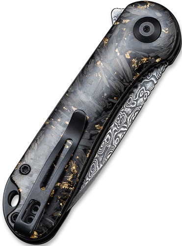 CIVIVI KNIFE ELEMENTUM 2.96" SHREDDED CBN FBR/GOLDEN DMSCS