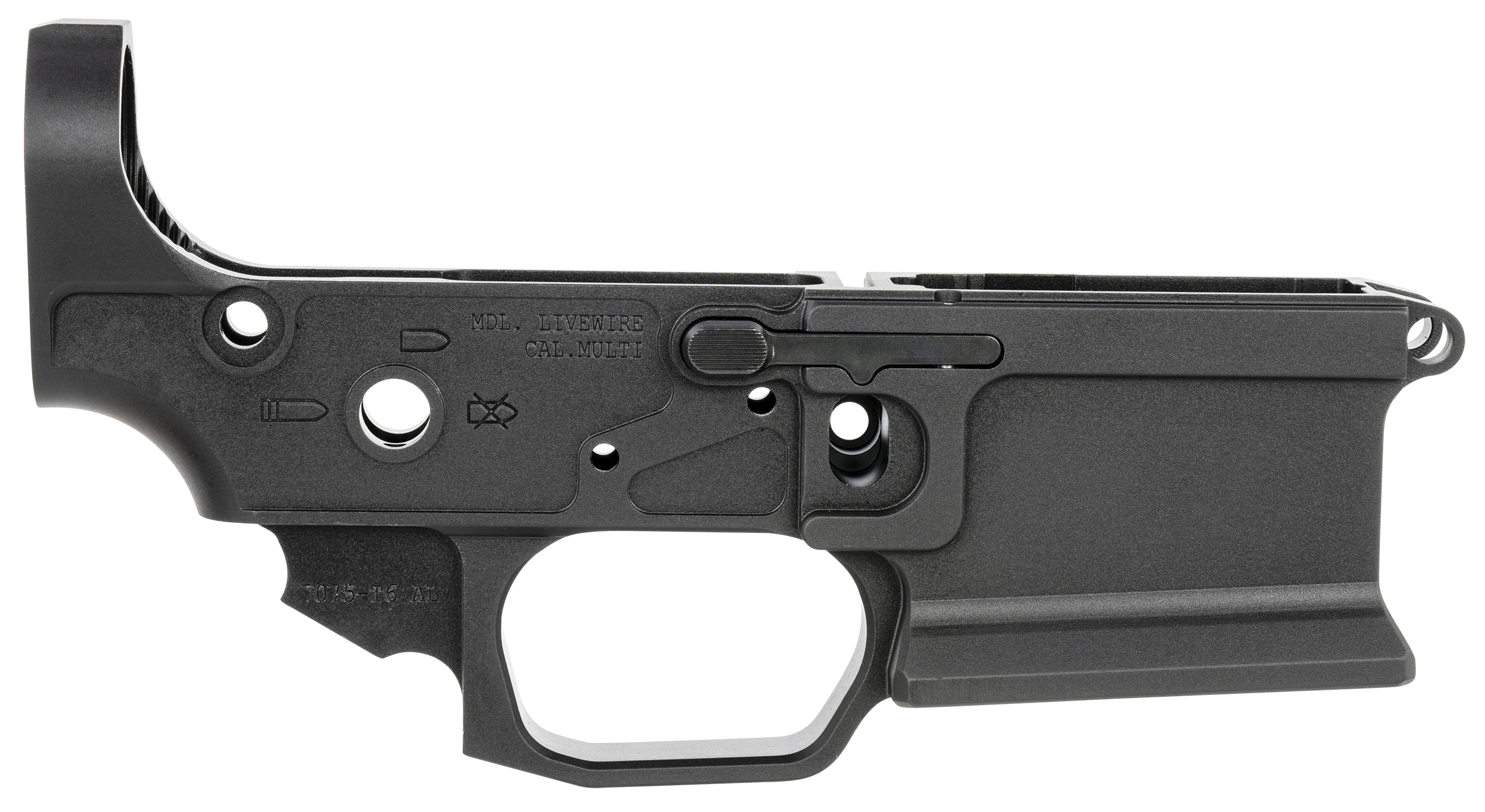 Sharps Bros SBLR08F Livewire Stripped Lower Multi-Caliber 7075-T6 Aluminum w/Black Anodized Finish Compatible w/Mil-Spec Internal Parts