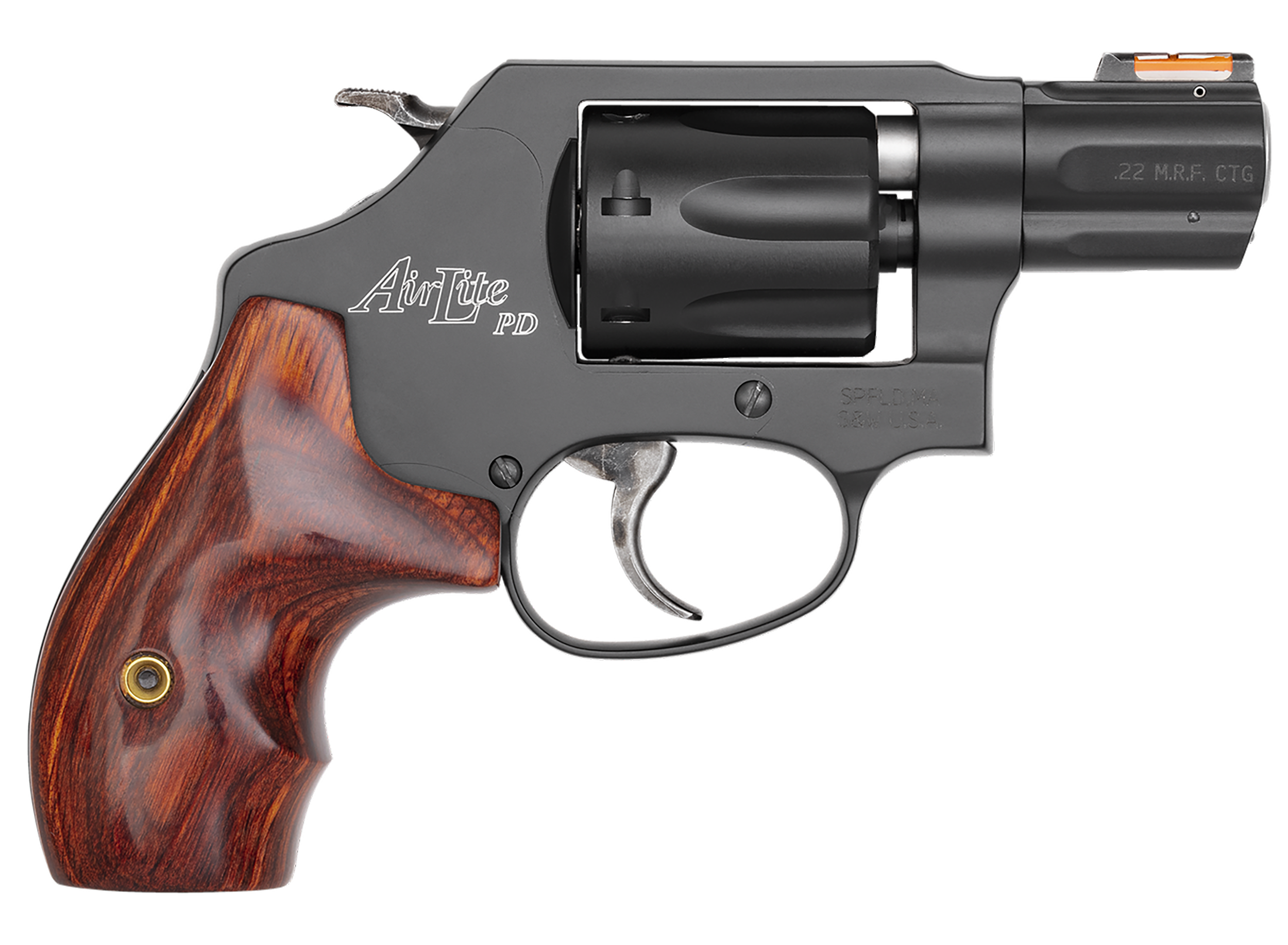 Smith & Wesson 160228 Model 351 Personal Defense 22 WMR 7 Shot 1.88" Black Stainless Steel Barrel, Black Aluminum Cylinder & J Frame, HiViz Fiber Optic Orange Front Sight