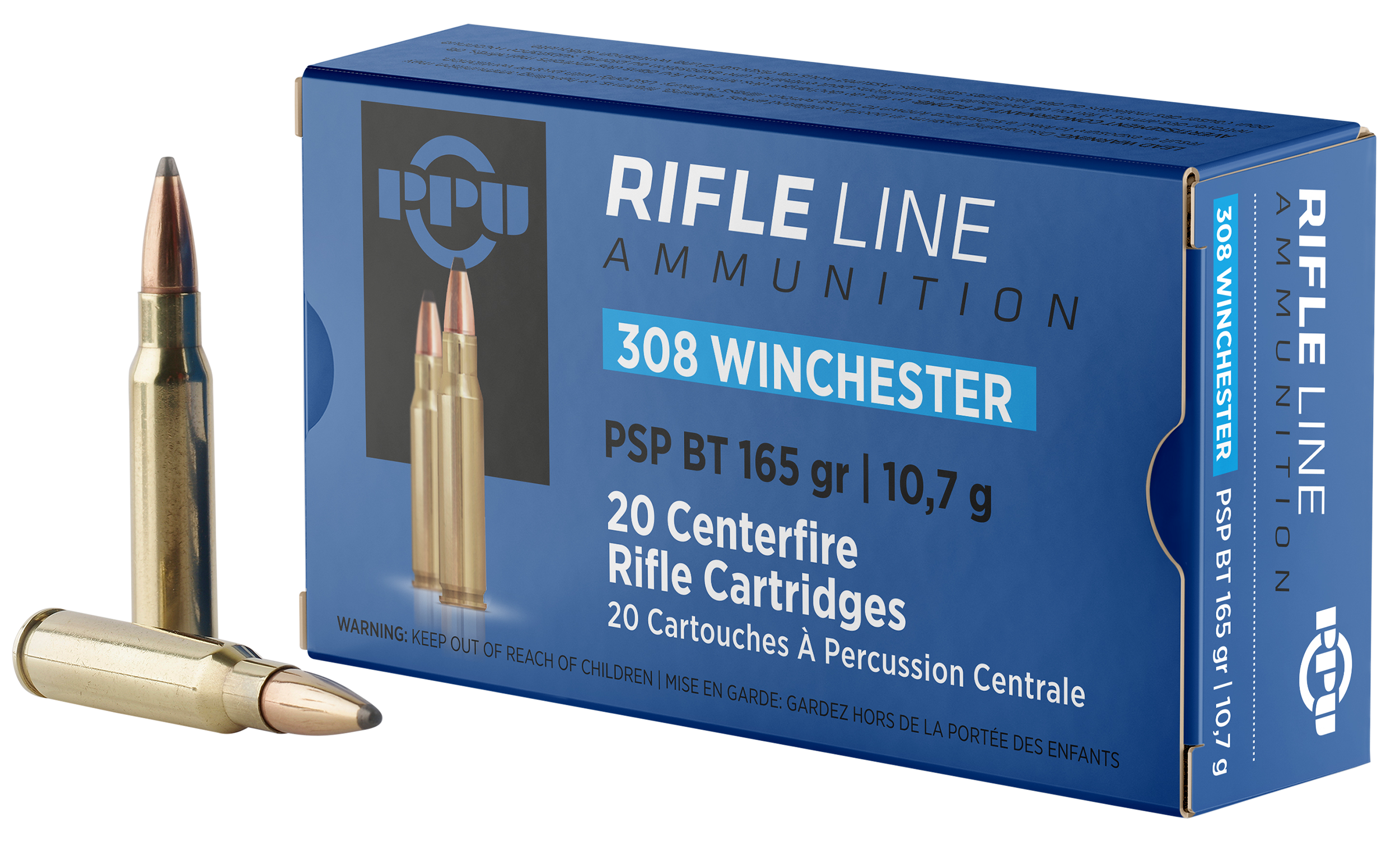 PPU PP3082 Standard Rifle 308Win 165gr Pointed Soft Point Boat Tail 20 Per Box/10 Case
