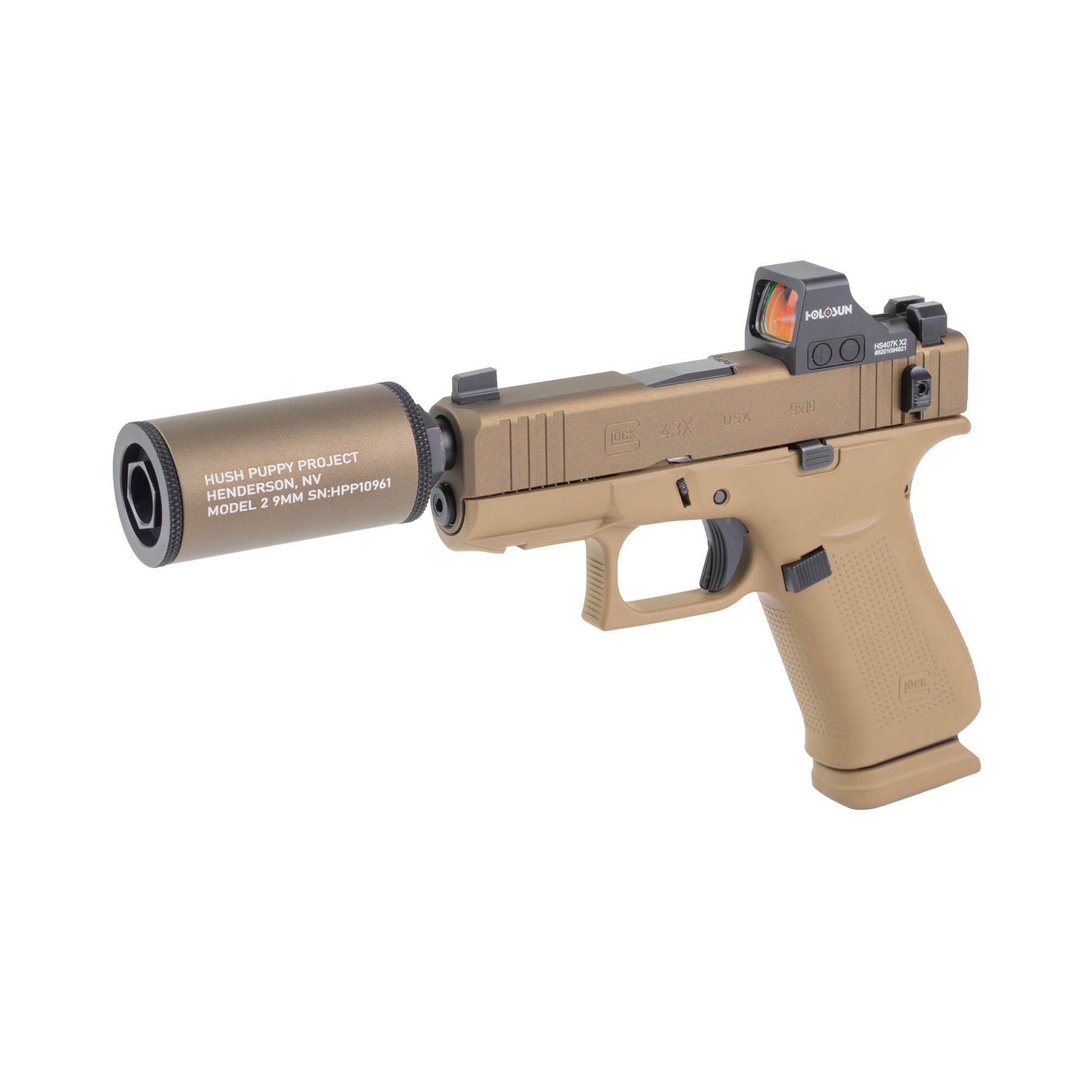 Glock 43X w- Holosun 407K, 9mm, 3.92" Threaded Barrel, 15 RDs, Flat Dark...-img-2