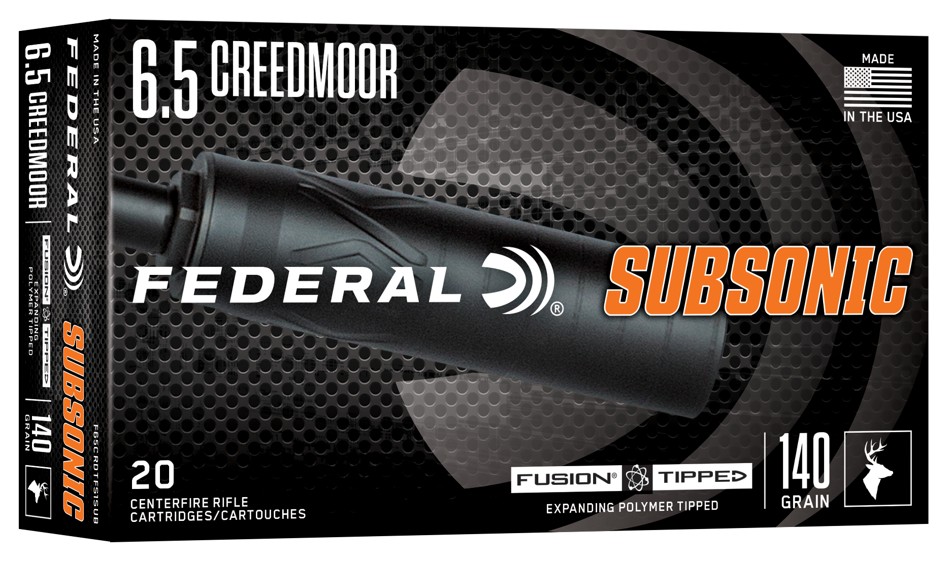 Federal F65CRDTFS1SUB   6.5Creedmoor 140gr Fusion Tipped 20 Per Box/10 Case