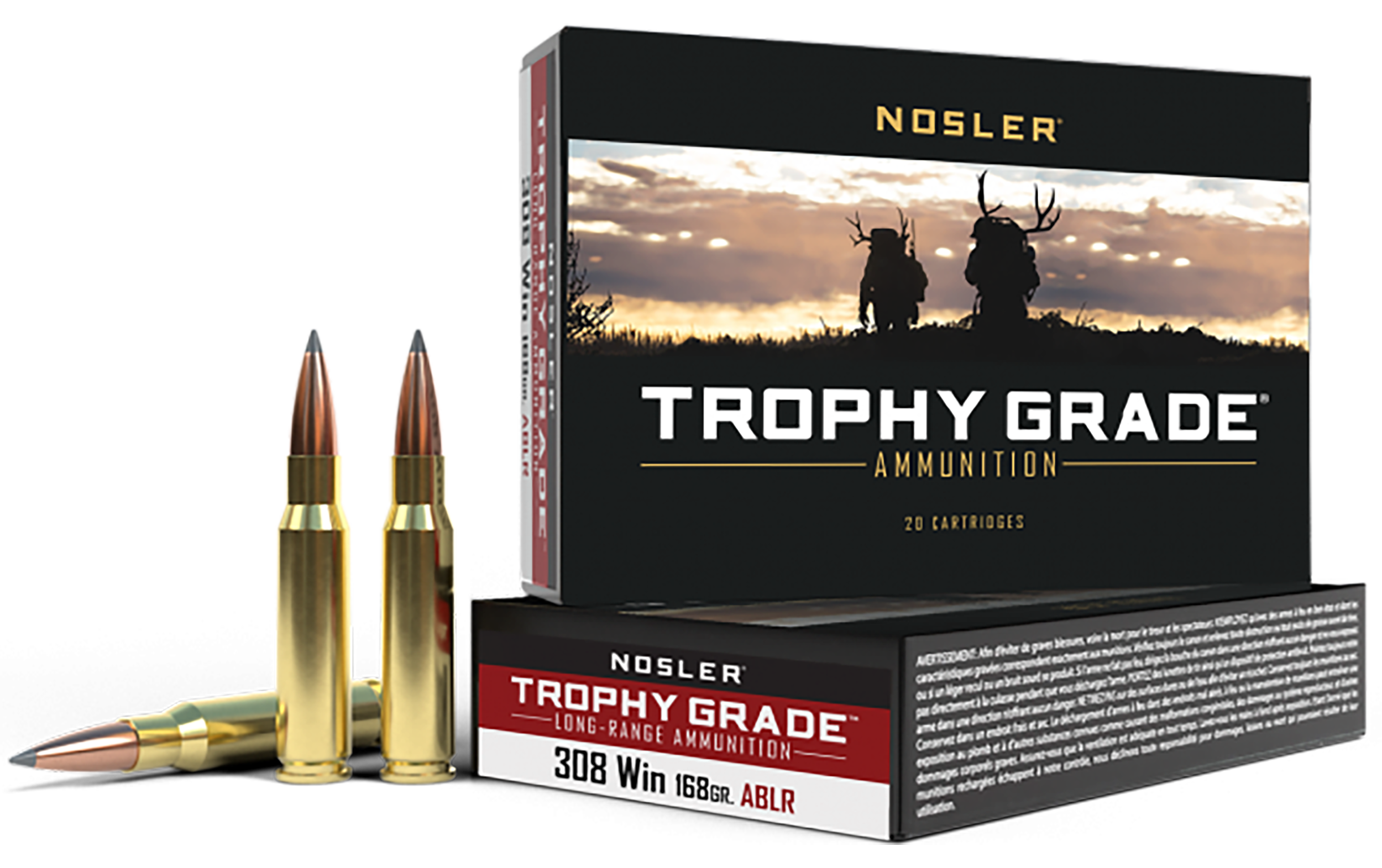 Nosler 60101 Trophy Grade Long-Range 308Win 168gr Nosler Spitzer AccuBond Long Range 20 Per Box/10 Case