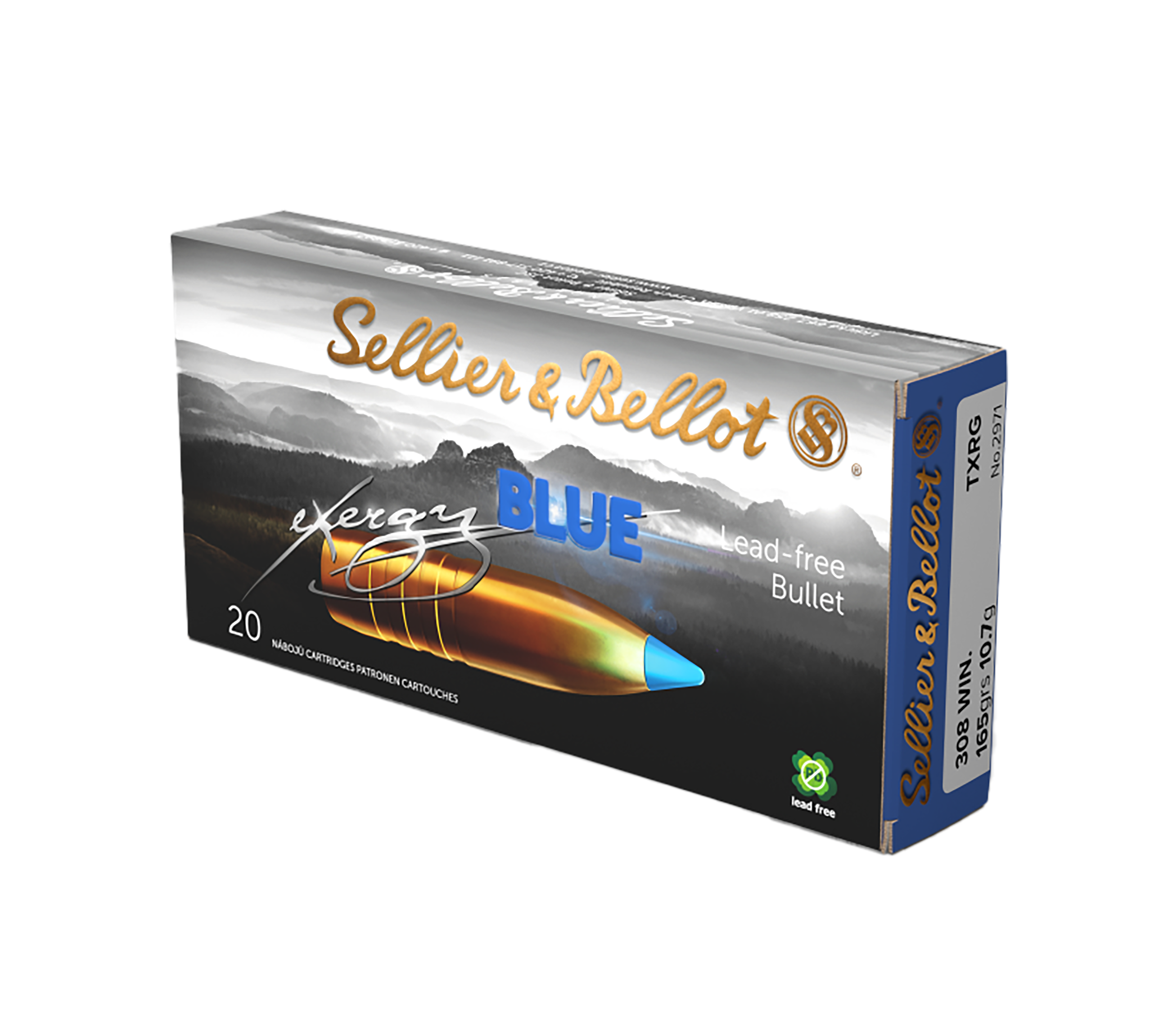 Sellier & Bellot SB308XA eXergy  308Win 165gr TAC EX Blue 20 Per Box/12 Case