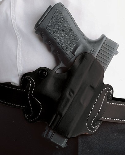 DESANTIS MINI SLIDE HOLSTER OWB RH LEATHER 1911 BLACK