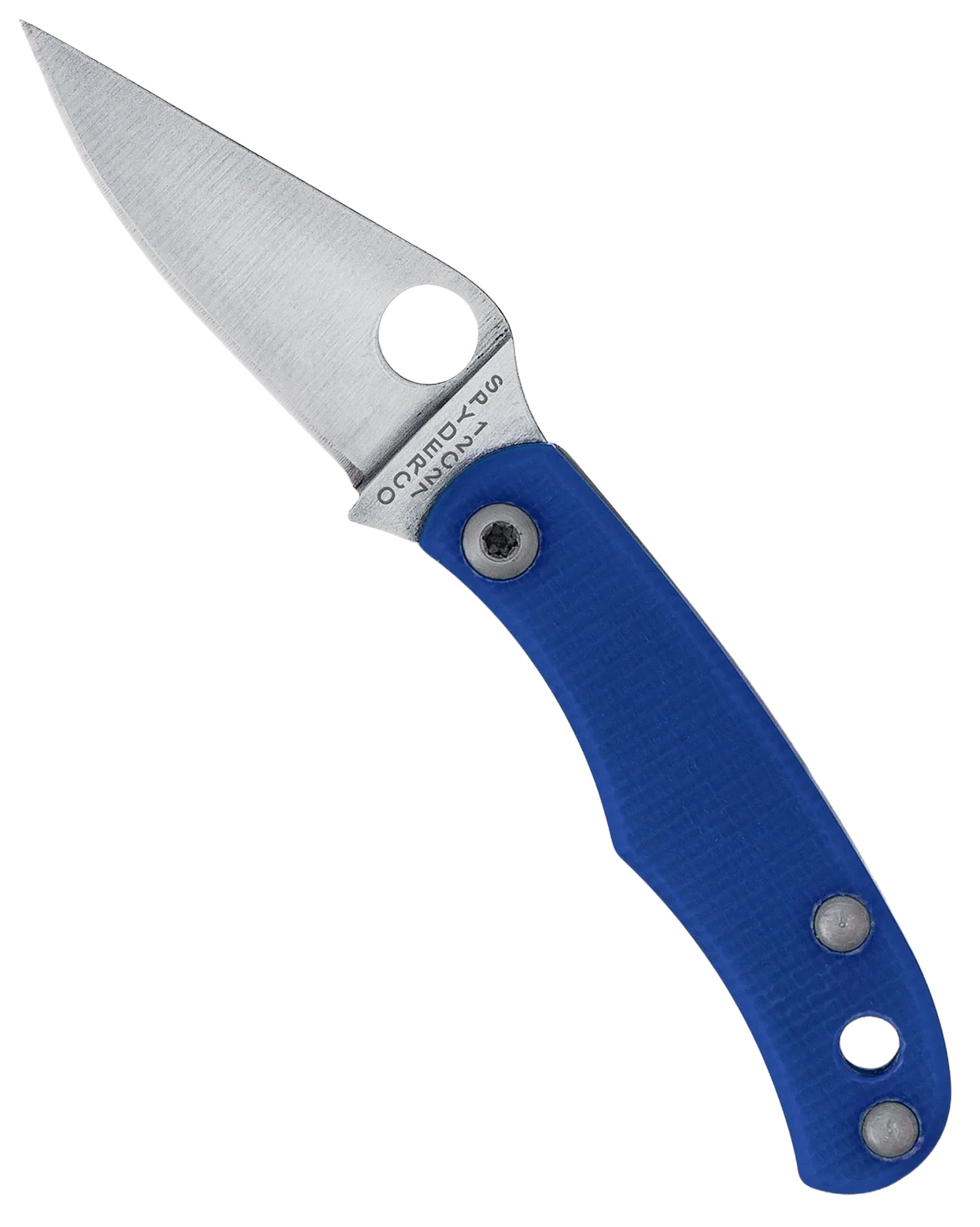 Spyderco C133GBLP Bug 1.27" Satin 12C27 Sandvik SS Blade, Blue Textured G10 Handle