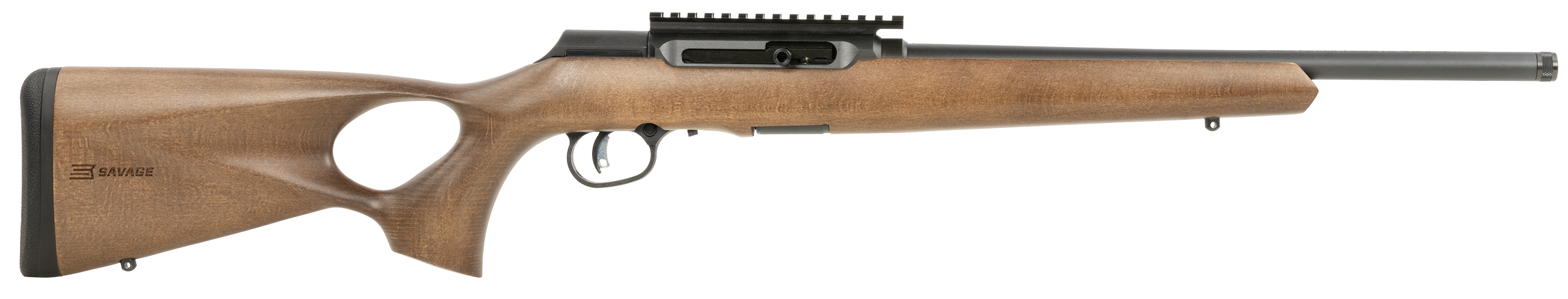 Savage Arms 47247 A Series Timber 22 LR 10+1 18" Black Threaded Barrel, Black Picatinny Rail Steel Receiver, Woodgrain Fixed Thumbhole Stock