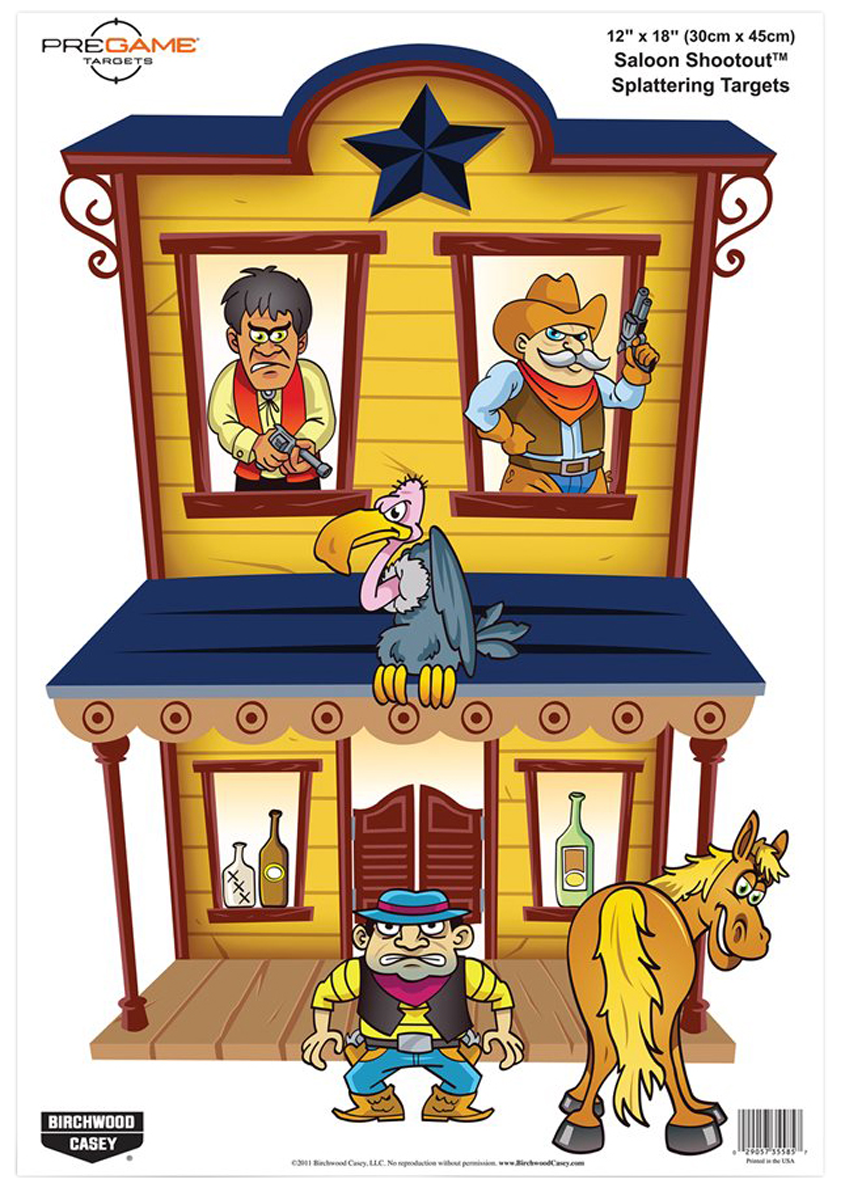 Birchwood Casey 35564 Pregame Saloon/Patrons Paper Hanging Universal 12" x 18" Multi-Color 8 Per Pkg