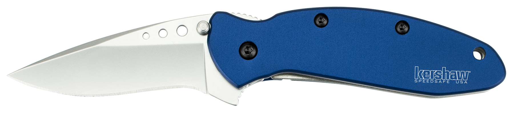 Kershaw 1620NB Scallion  2.40" Folding Drop Point Plain Bead Blasted 420HC SS Blade Navy Blue Anodized Aluminum Handle Includes Pocket Clip