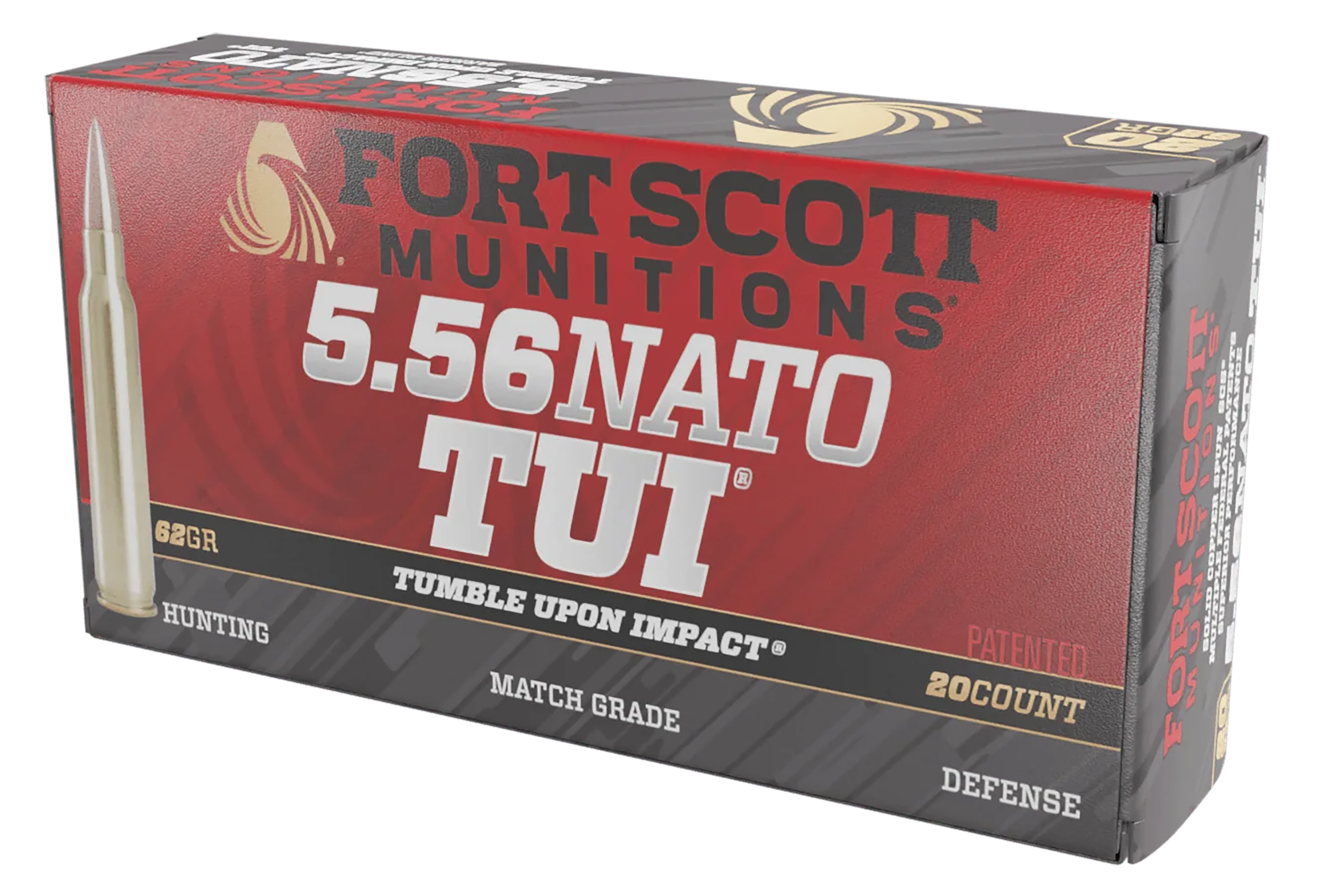 Fort Scott Munitions 556062SCV Tumble Upon Impact (TUI) 5.56x45mmNATO 62gr Solid Copper Spun 20 Per Box/25 Case