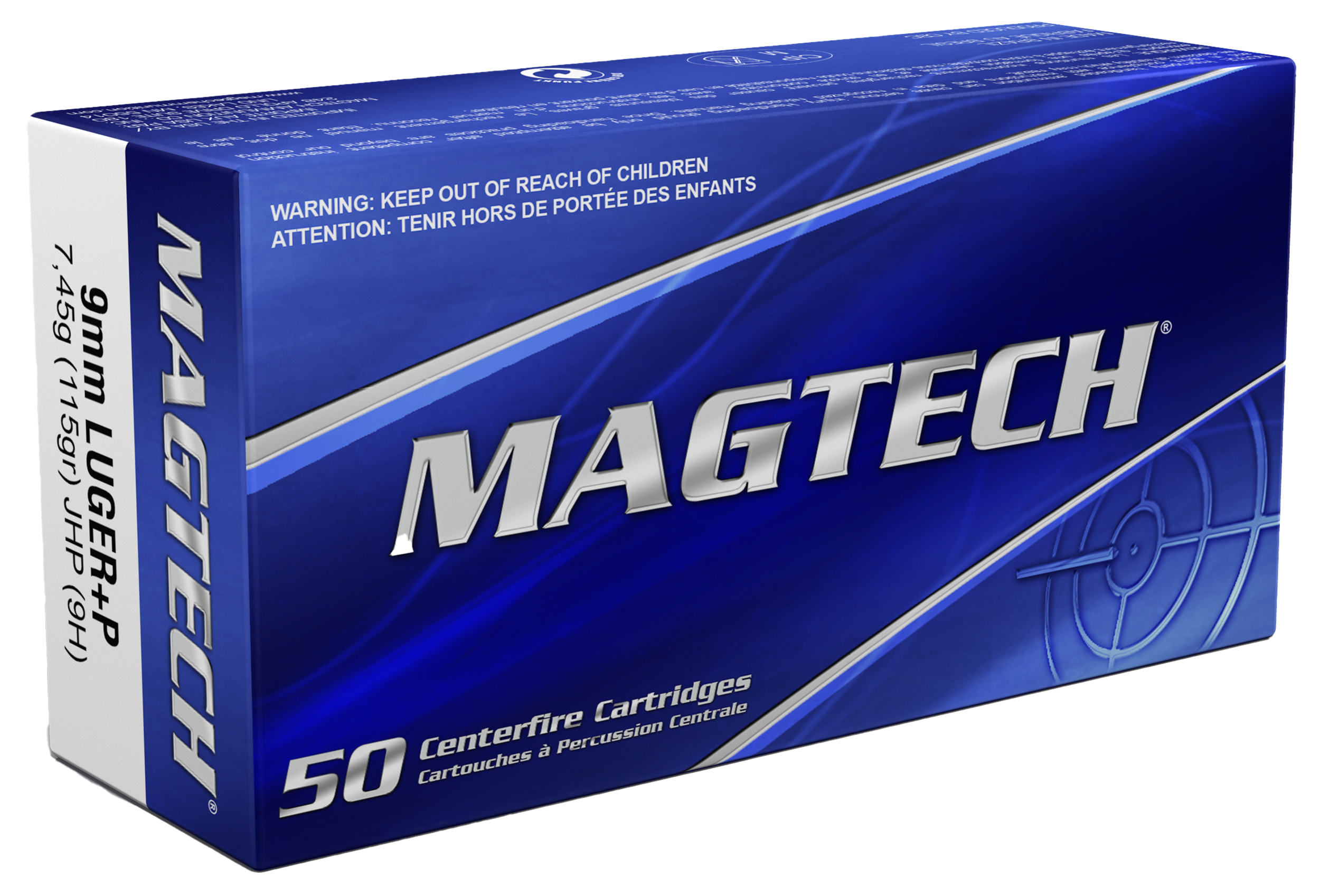 Magtech 9H Range/Training  9mmLuger+P+ 115gr Jacketed Hollow Point 50 Per Box/20 Case