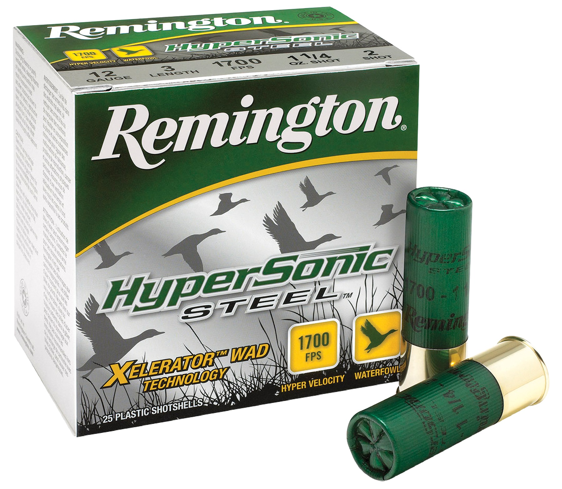 Remington Ammunition 26775 HyperSonic Steel 12Gauge 3" 1 1/4oz 2Shot 25 Per Box/10 Case