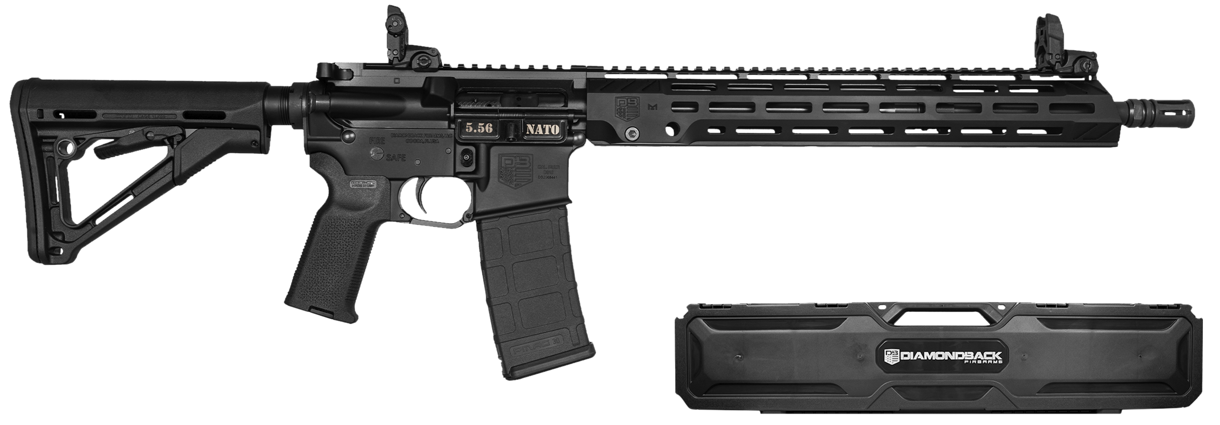 Diamondback DB1889K001 DB15 Knight's Armament 5.56 NATO 30+1 16" Phosphate Chrome Lined Threaded Barrel, Black Anodized Picatinny Rail Aluminum Receiver, Magpul CTR Synthetic Stock, Magpul MOE K2 Grip