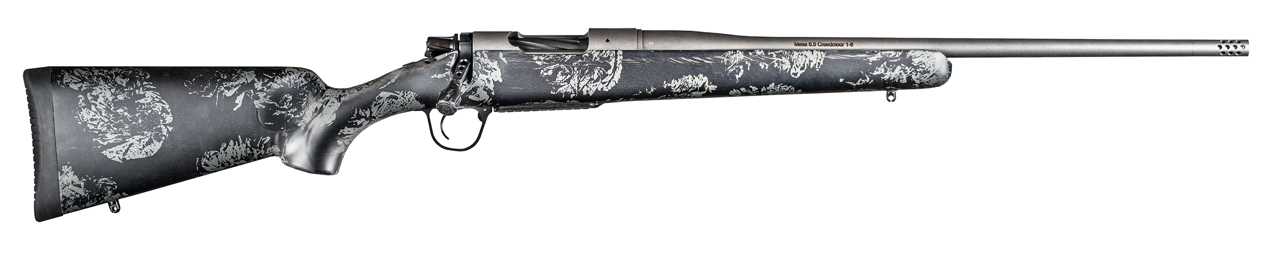Christensen Arms 8010119000 Mesa FFT 7mm PRC 3+1 22" Threaded Barrel, Tungsten Gray Cerakote, Black with Gray Webbing Stock