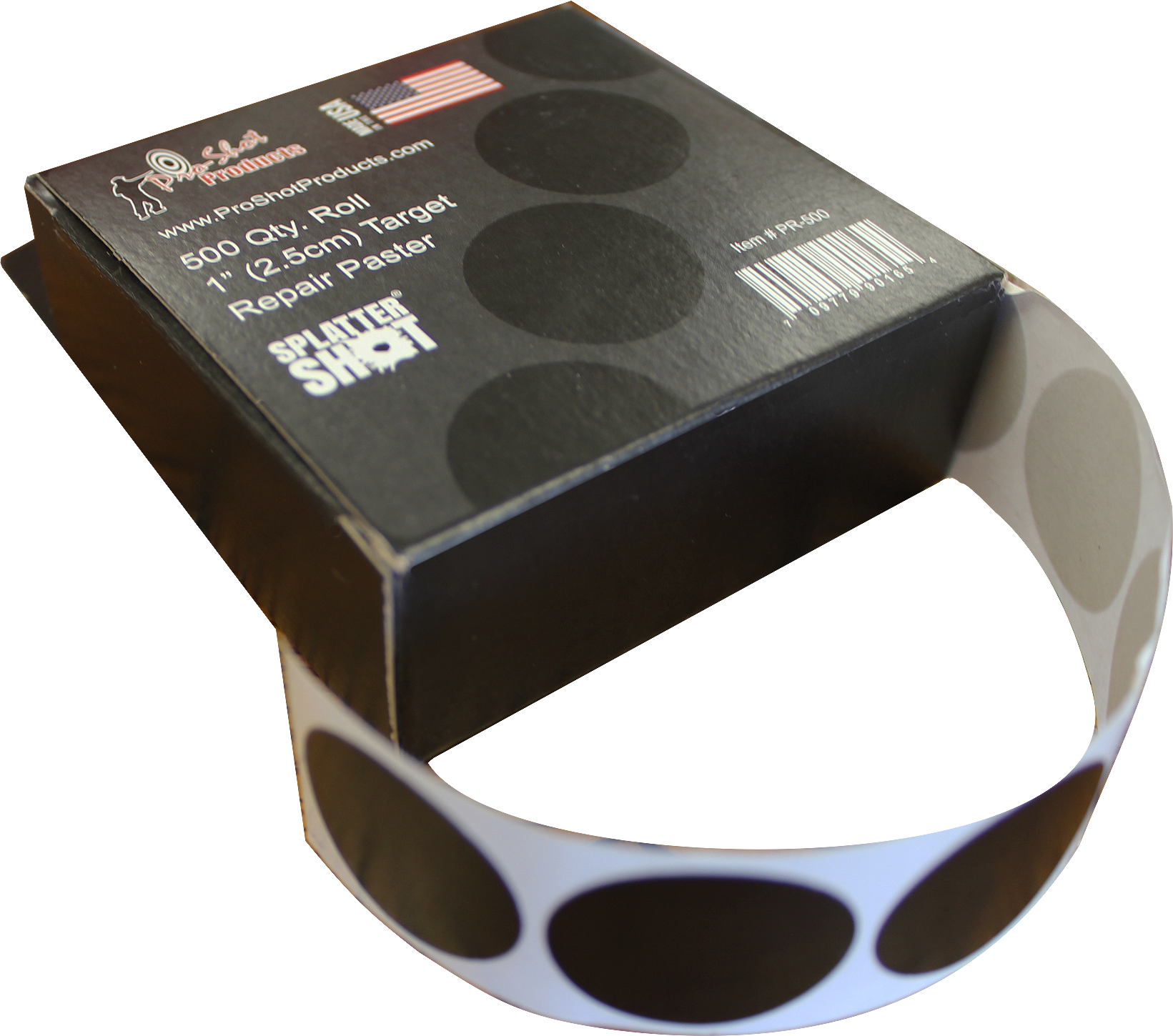 Pro-Shot PR500 SplatterShot Repair Pasters Black 1" Self-Adhesive 500 Per Roll