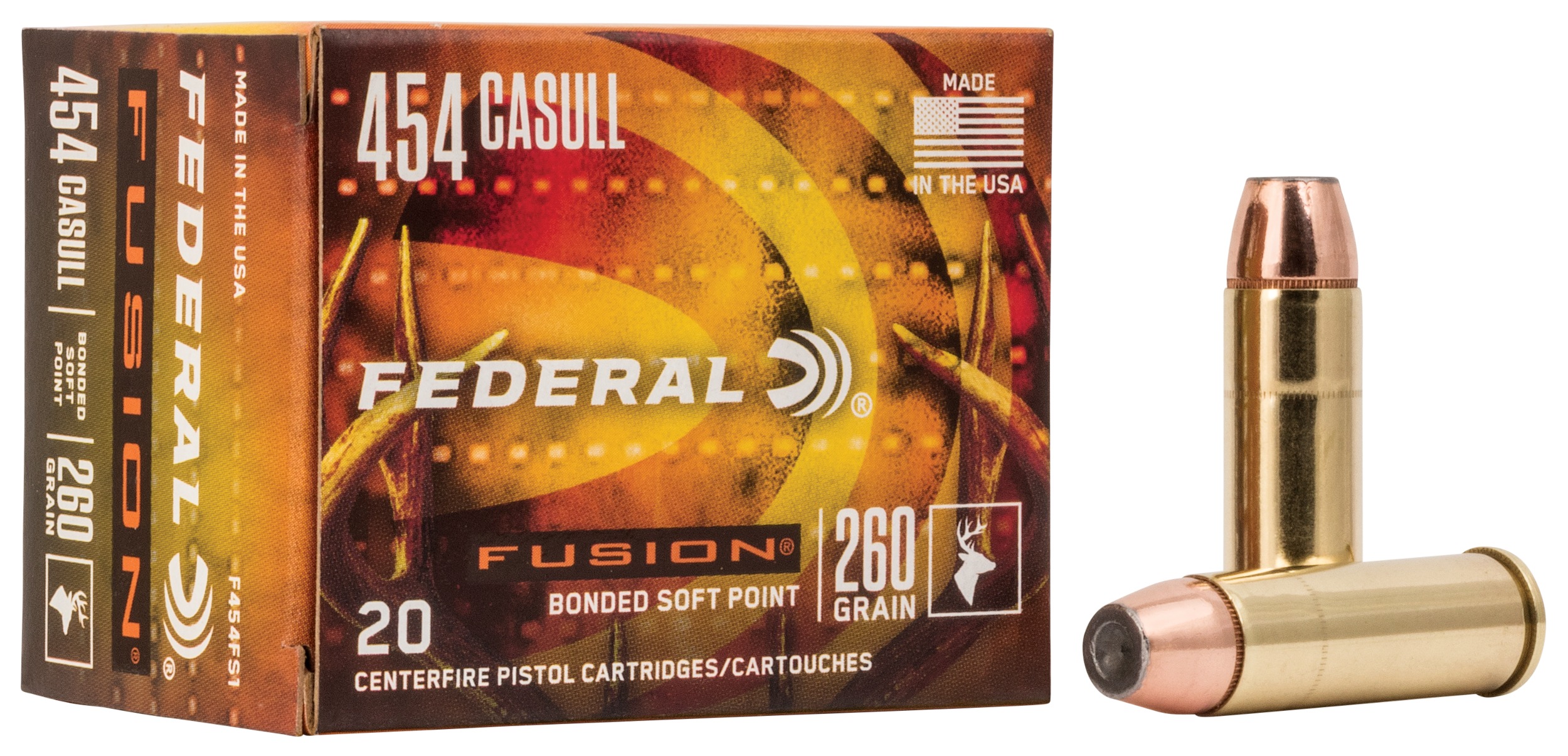 Federal F454FS1 Fusion Handgun 454Casull 260gr Fusion Soft Point 20 Per Box/10 Case
