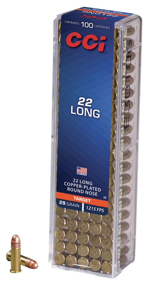 CCI 0029 Target Rimfire 22Long 29gr Copper Plated Round Nose 100 Per Box/50 Case