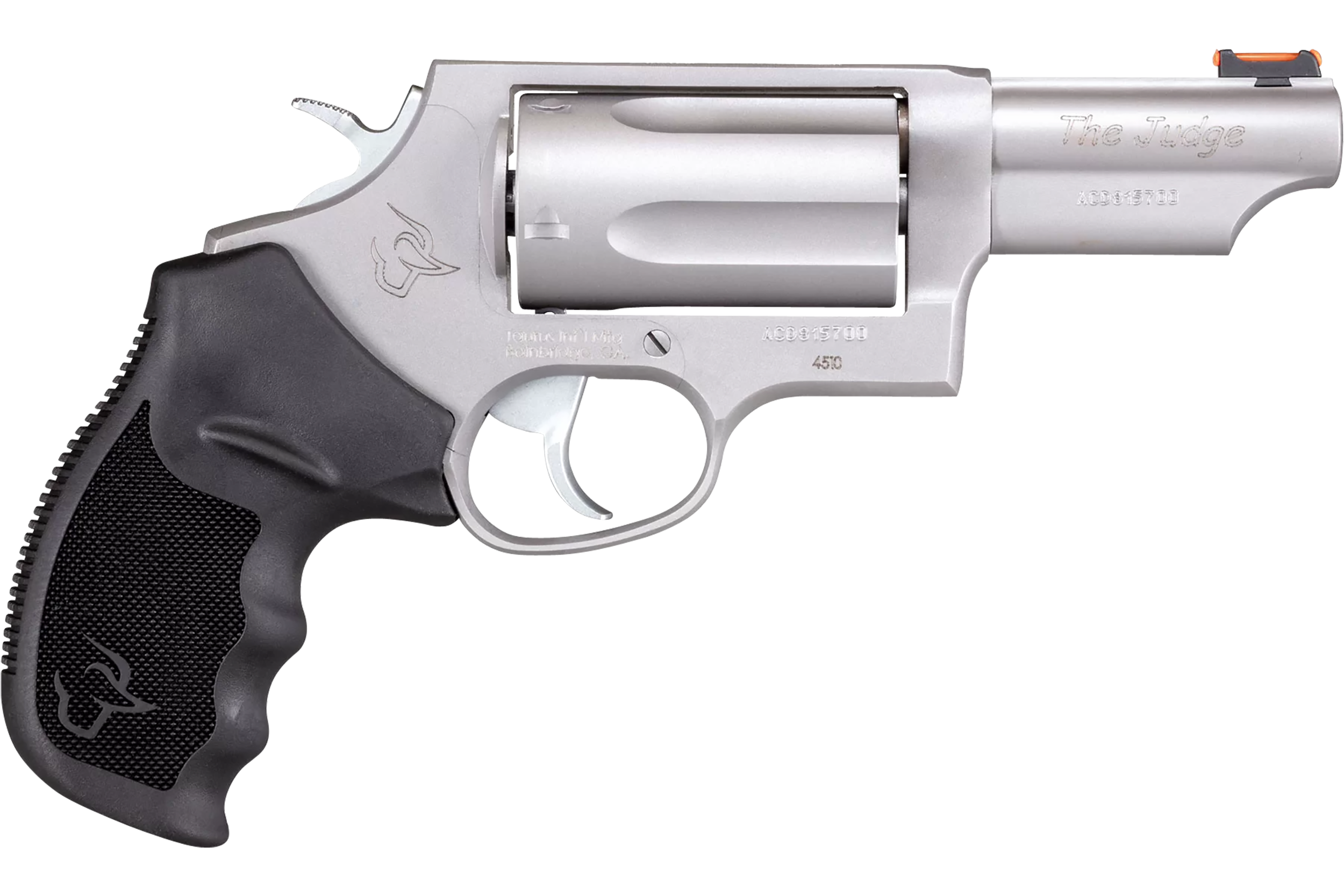 Taurus 2-441039T Judge Compact 45 Colt (Long Colt)/410 Bore 5rd Shot 3" Matte Stainless Steel Barrel, Cylinder & Frame, Black Ribber Grip, Transfer Bar Safety, Exposed Hammer