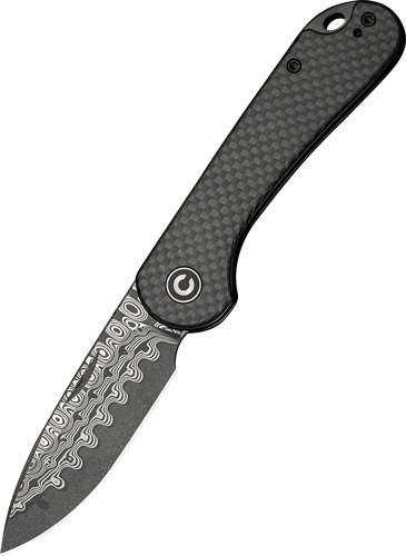 CIVIVI KNIFE ELEMENTUM SLIP JOINT 2.9" CRBN FBR/DAMASCUS!