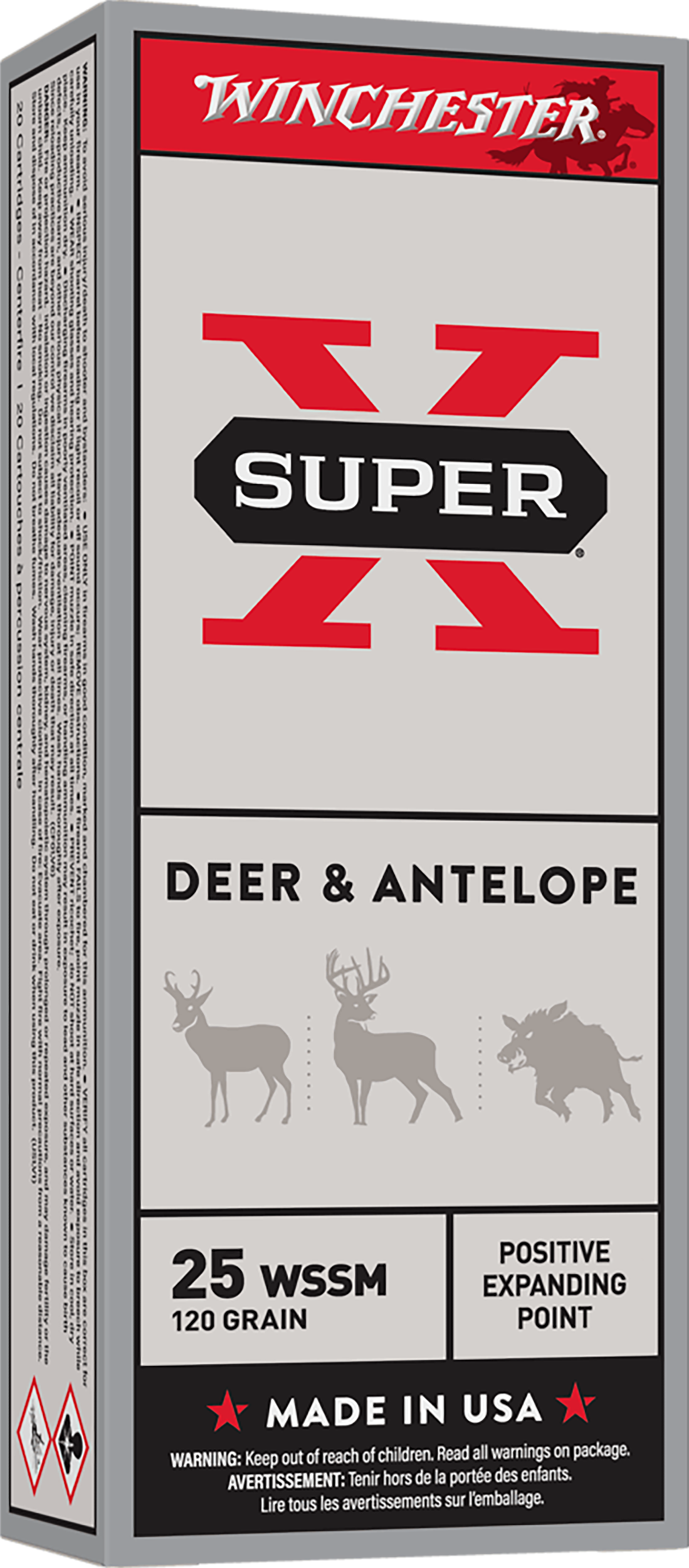 Winchester Ammo X25WSS Super X 25WSSM 120gr Positive Expanding Point 20 Per Box/10 Case