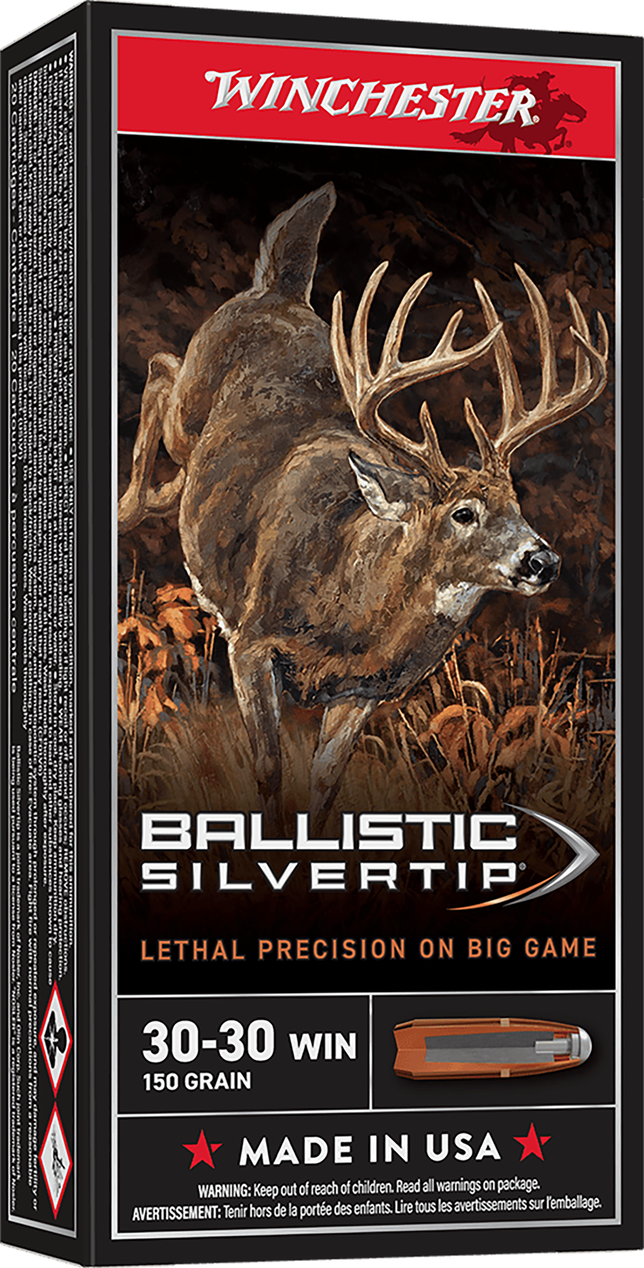 Winchester Ammo SBST3030 Ballistic Silvertip  30-30Win 150gr Rapid Controlled Expansion Polymer Tip 20 Per Box/10 Case