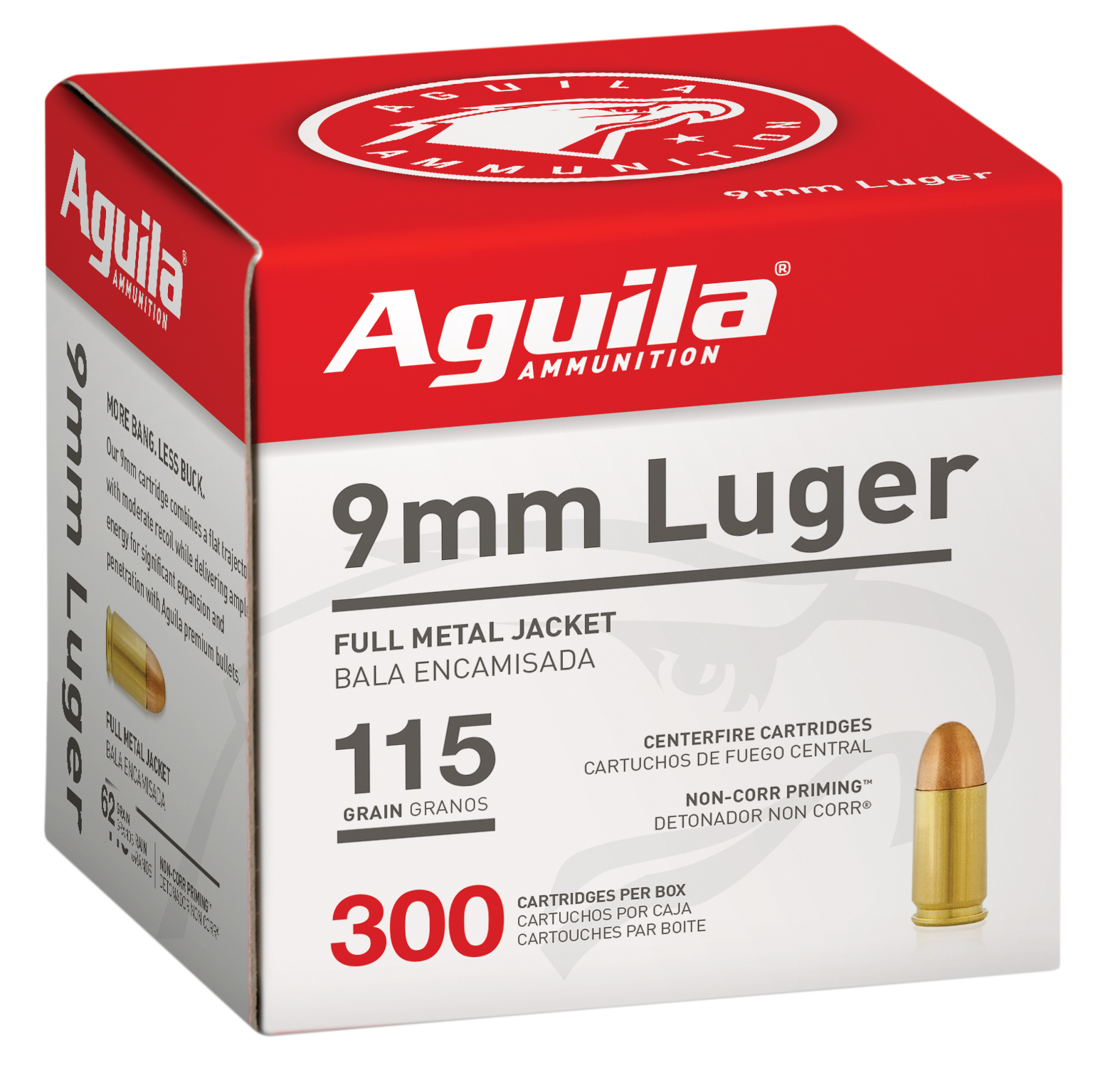 Aguila 1E097700   9mm Luger 115gr Full Metal Jacket 300 Per Box/4 Case