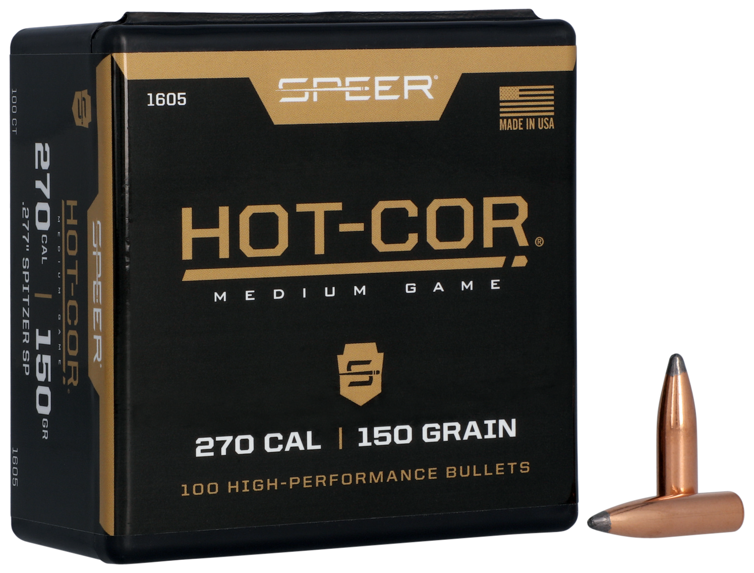Speer 1605 Hot-Cor 277Cal 150gr Spitzer Soft Point 100 Per Box/5 Case