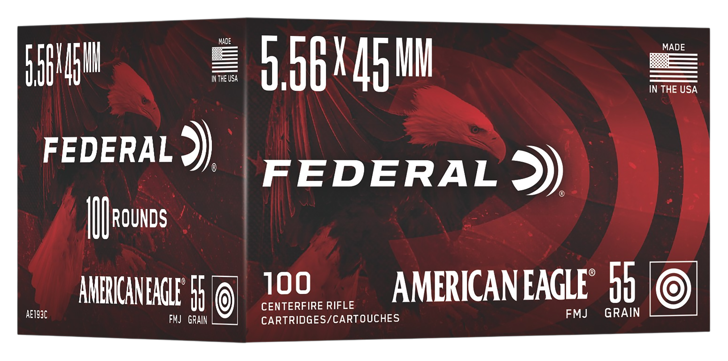 Federal AE193C American Eagle 5.56x45mm 55gr Full Metal Jacket 100 Per Box/5 Case
