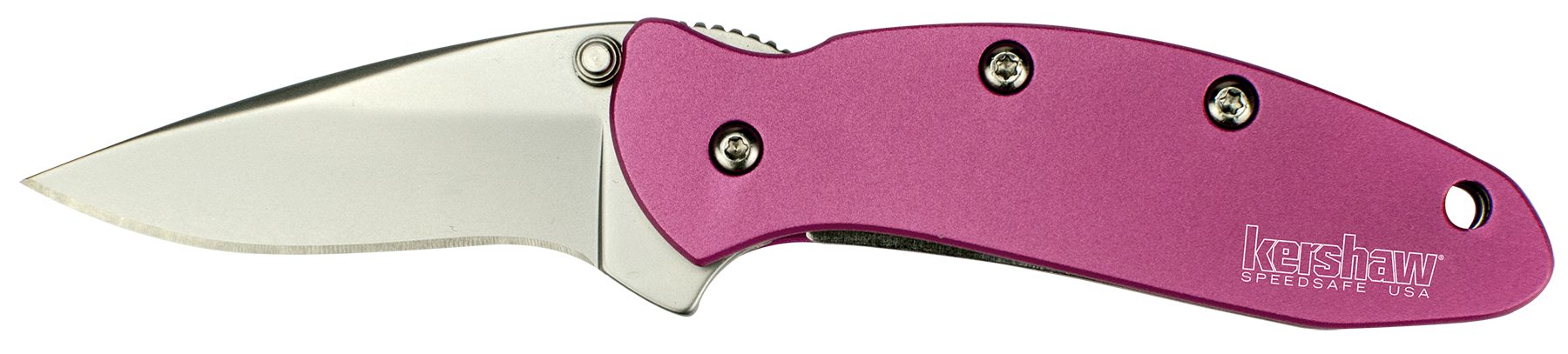 Kershaw 1600PINK Chive  1.90" Folding Drop Point Plain Bead Blasted 420HC SS Blade Pink Anodized Aluminum Handle Includes Pocket Clip