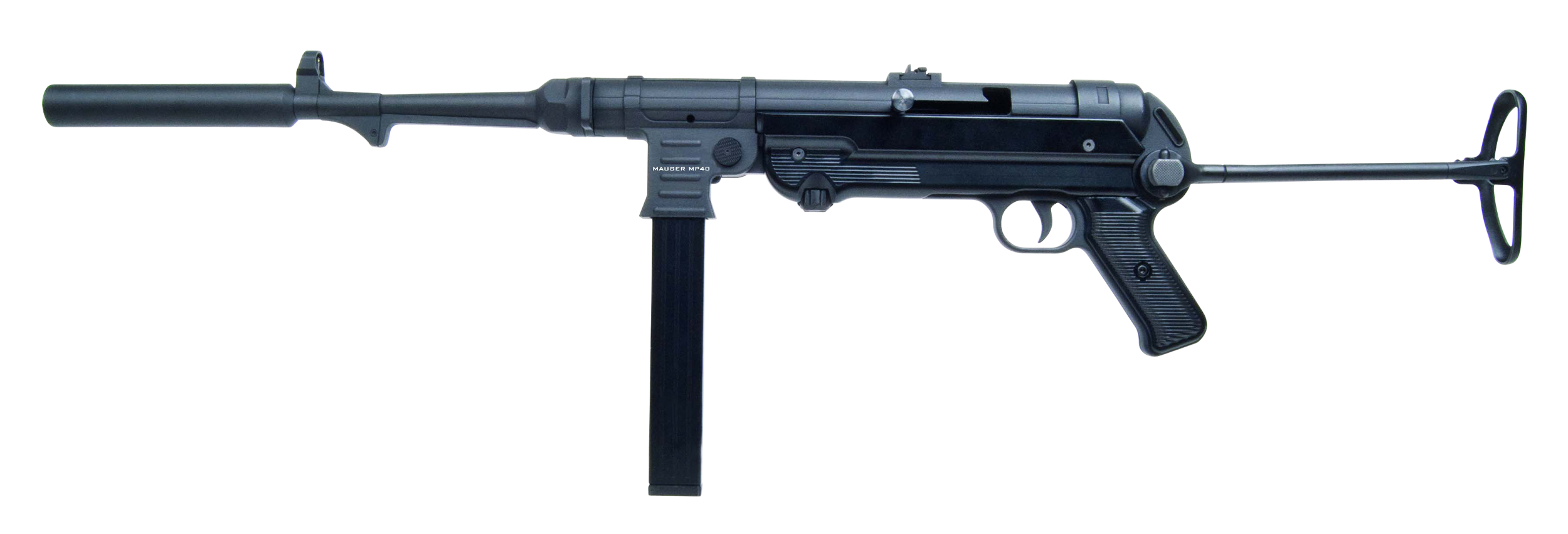 Mauser Rimfire 4400009CA MP-40 Carbine 22 LR 10+1 16.30" Barrel w/Faux Suppressor, Steel Receiver, Black Metal Finish, Adjustable Rear Sight, Underfolding Black Stock