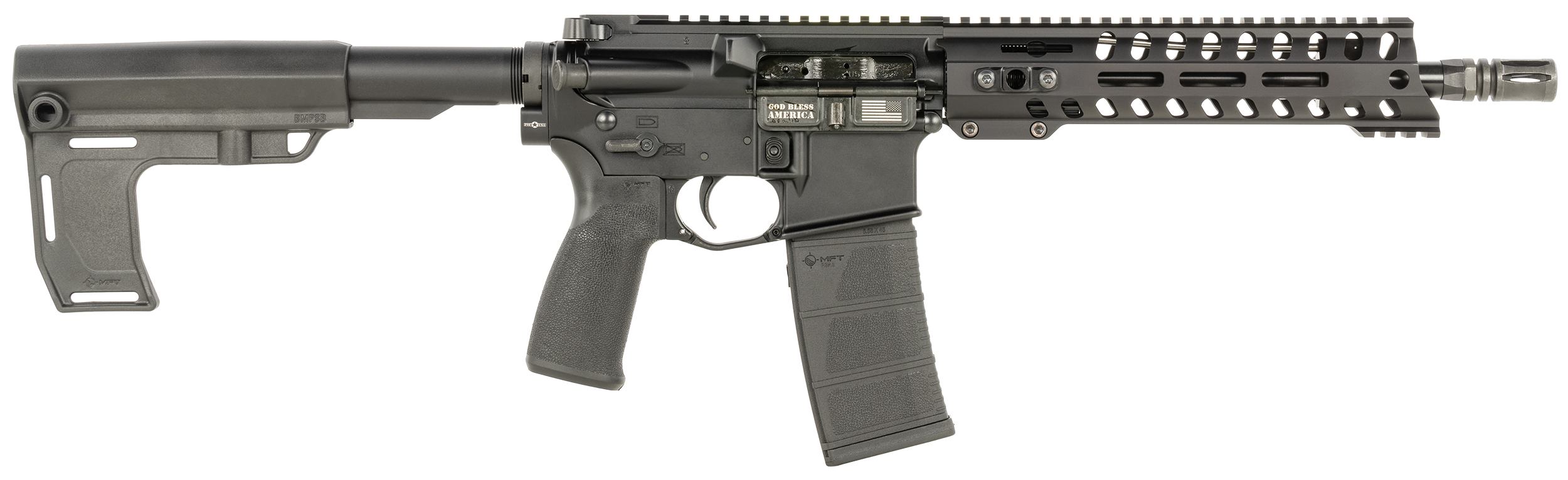 Patriot Ordnance Factory 2172 P15 Constable 5.56 NATO 30+1 10.50" M-LOK Handguard, Black Anodized Aluminum Receiver w/Picatinny Rail, Black Polymer MFT Blade Stabilizer, MFT Grip