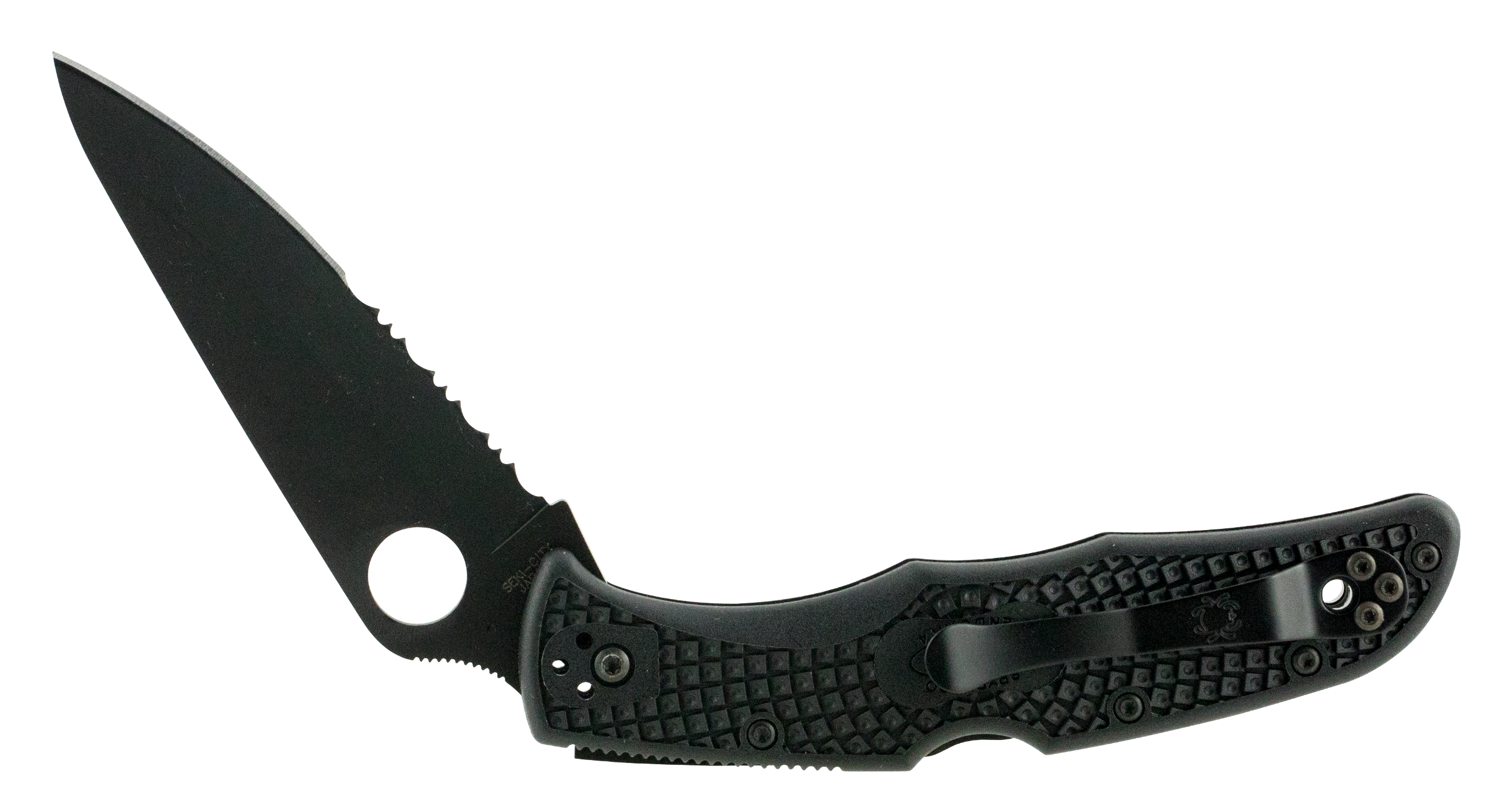 Spyderco C10PSBBK Endura 4 Lightweight 3.75" Folding Clip Point Part Serrated Black TiCN VG-10 SS Blade Black Textured FRN Handle Includes Pocket Clip