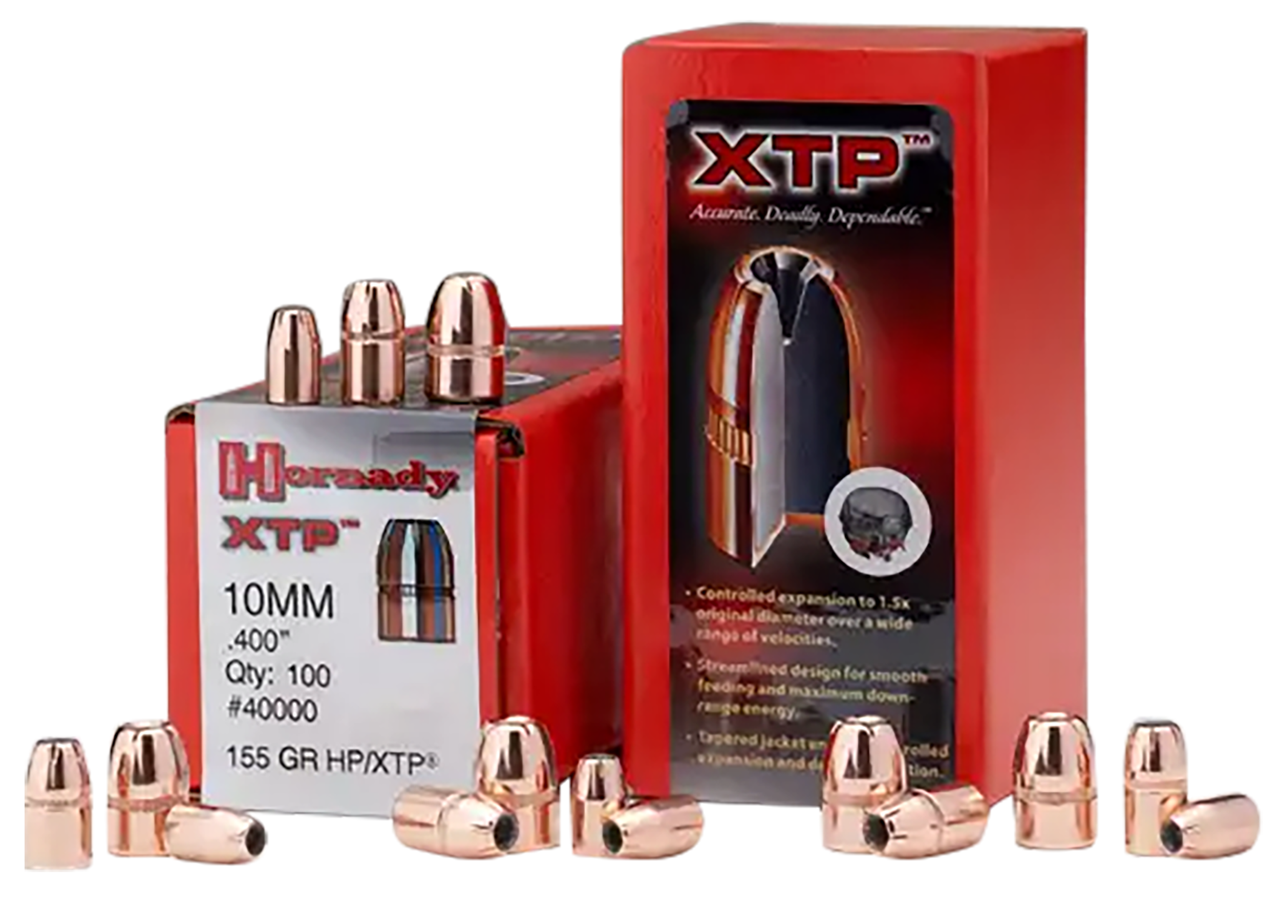 Hornady 40000 XTP 10mm Auto .400 155 gr Hollow Point XTP 100 Per Box/ 25 Case